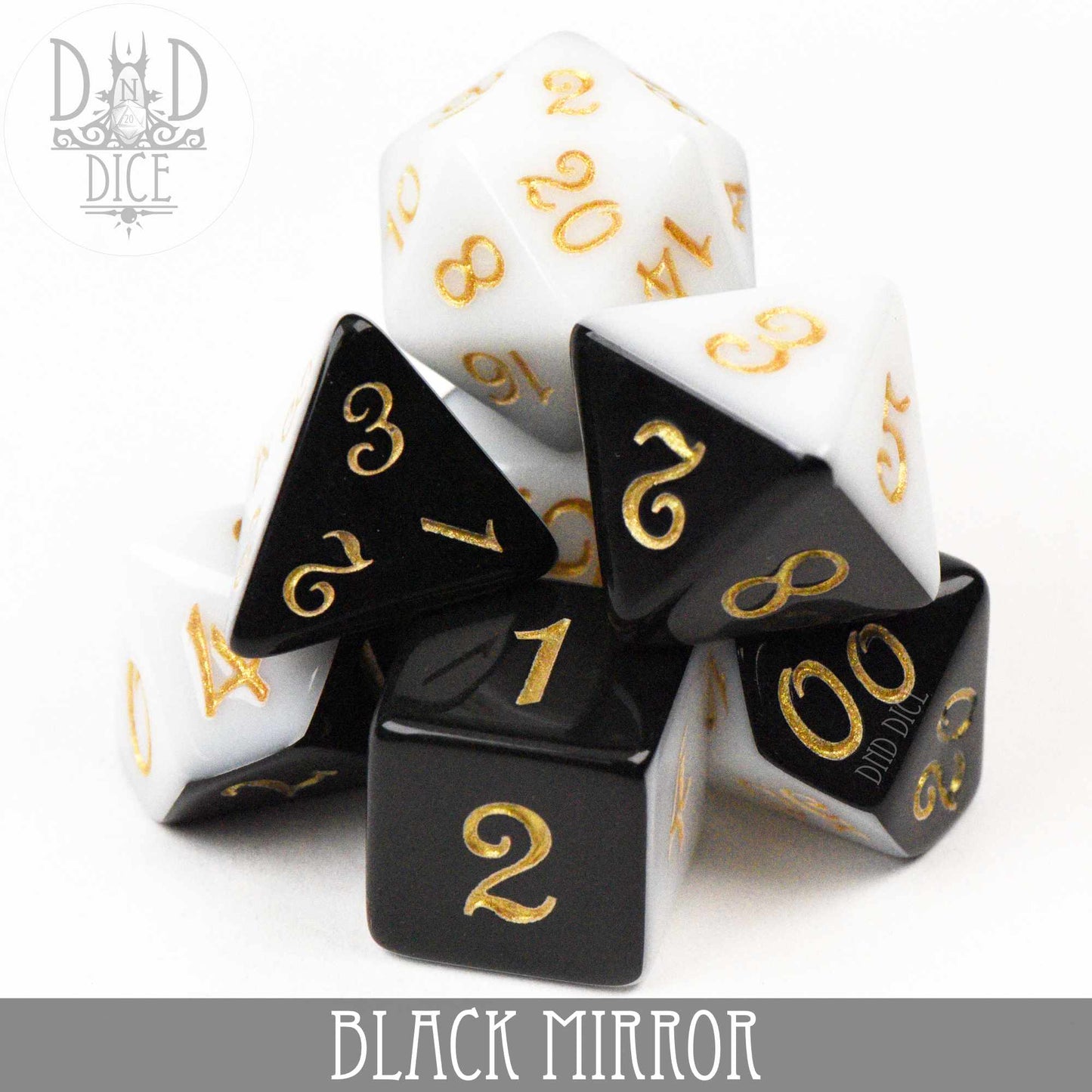 Black Mirror Dice Set - Premium Dice Sets & Games from DND DICE - Just $8! Shop now at Game Crave Tournament Store