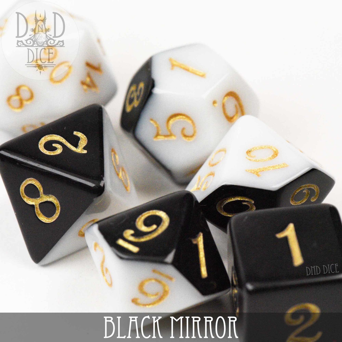 Black Mirror Dice Set - Premium Dice Sets & Games from DND DICE - Just $8! Shop now at Game Crave Tournament Store