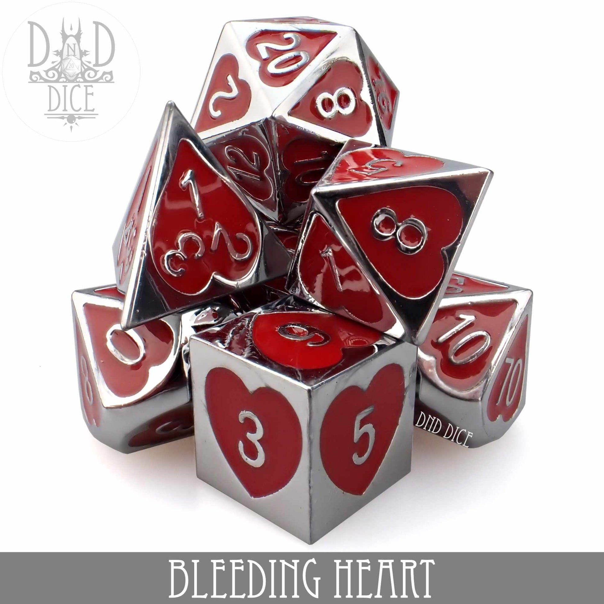 Bleeding Heart Metal Dice Set - Premium Dice Sets & Games from DND DICE - Just $25! Shop now at Game Crave Tournament Store