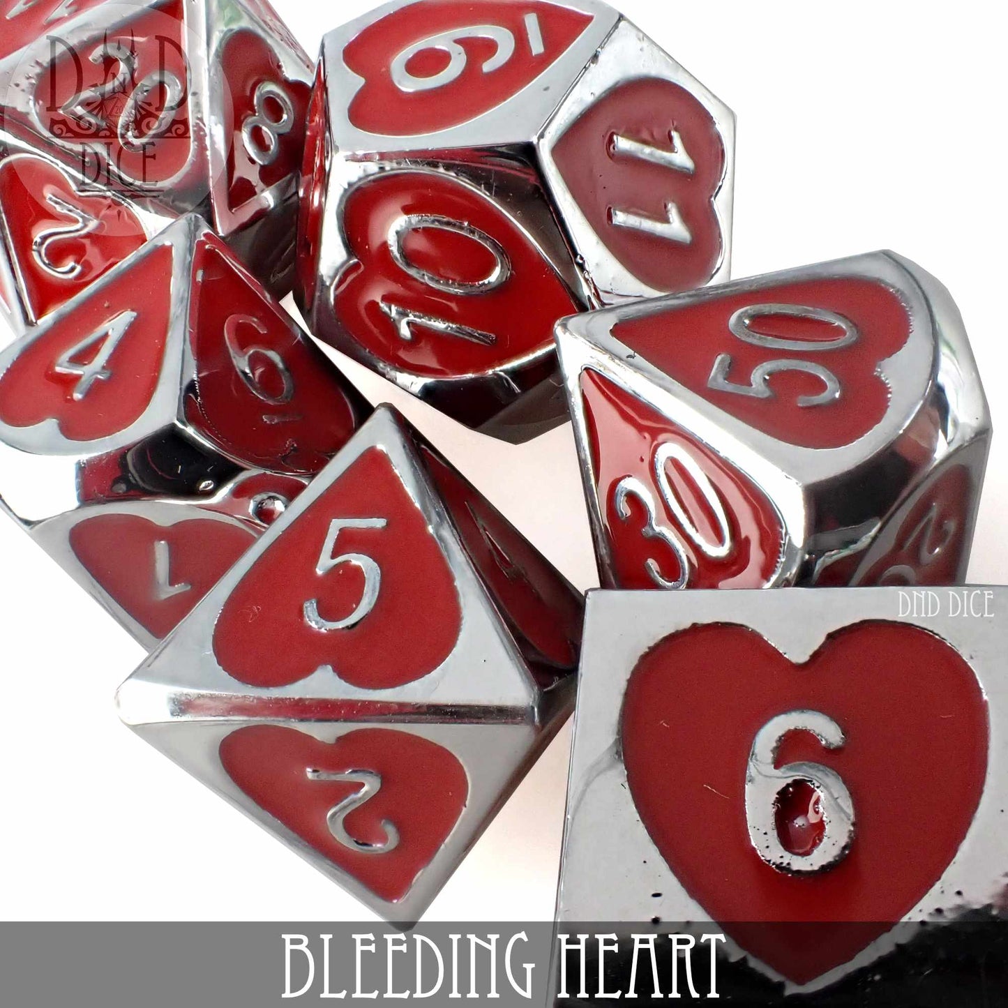 Bleeding Heart Metal Dice Set - Premium Dice Sets & Games from DND DICE - Just $25! Shop now at Game Crave Tournament Store