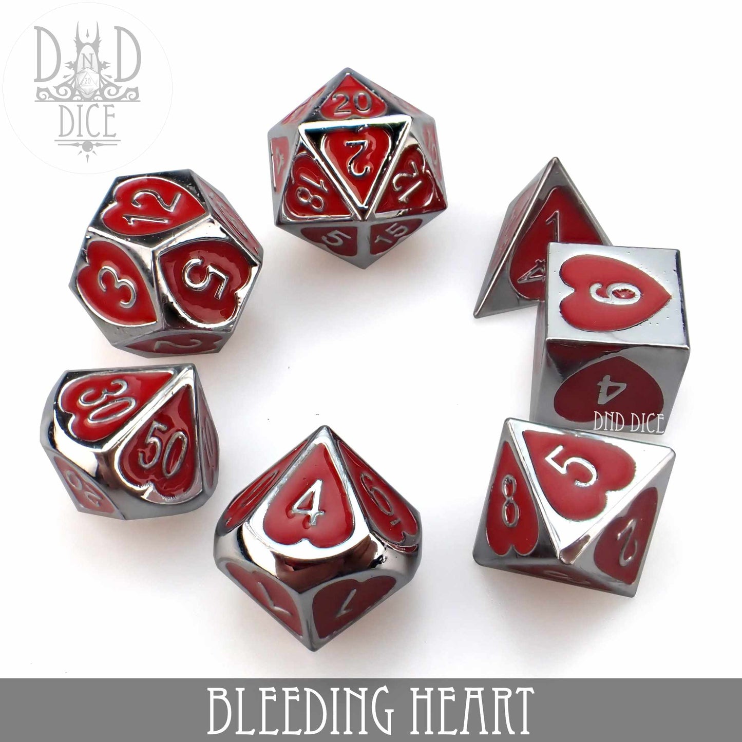 Bleeding Heart Metal Dice Set - Premium Dice Sets & Games from DND DICE - Just $25! Shop now at Game Crave Tournament Store