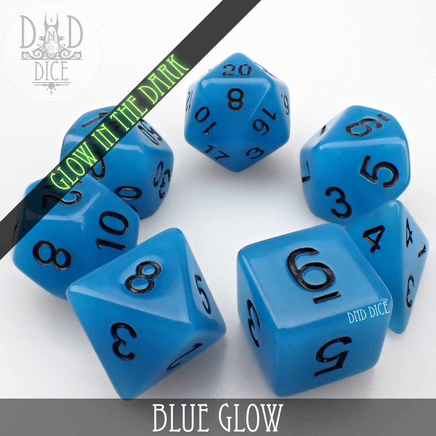 Blue Glow in the Dark Dice Set - Premium Dice Sets & Games from DND DICE - Just $6! Shop now at Game Crave Tournament Store