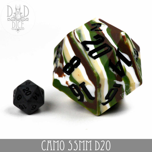 55mm D20 - Camo (Silicone) - Premium Dice Sets & Games from DND DICE - Just $25! Shop now at Game Crave Tournament Store