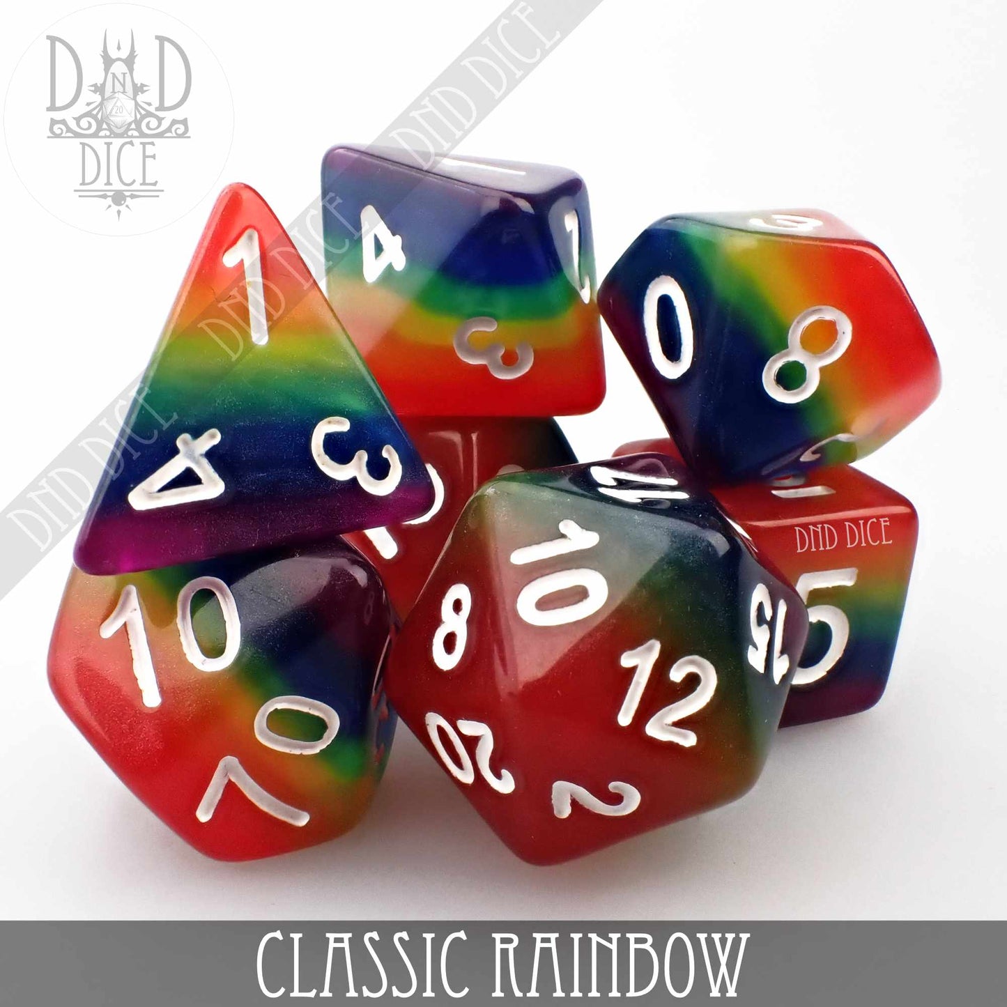 Classic Rainbow Dice Set - Premium Dice Sets & Games from DND DICE - Just $12! Shop now at Game Crave Tournament Store