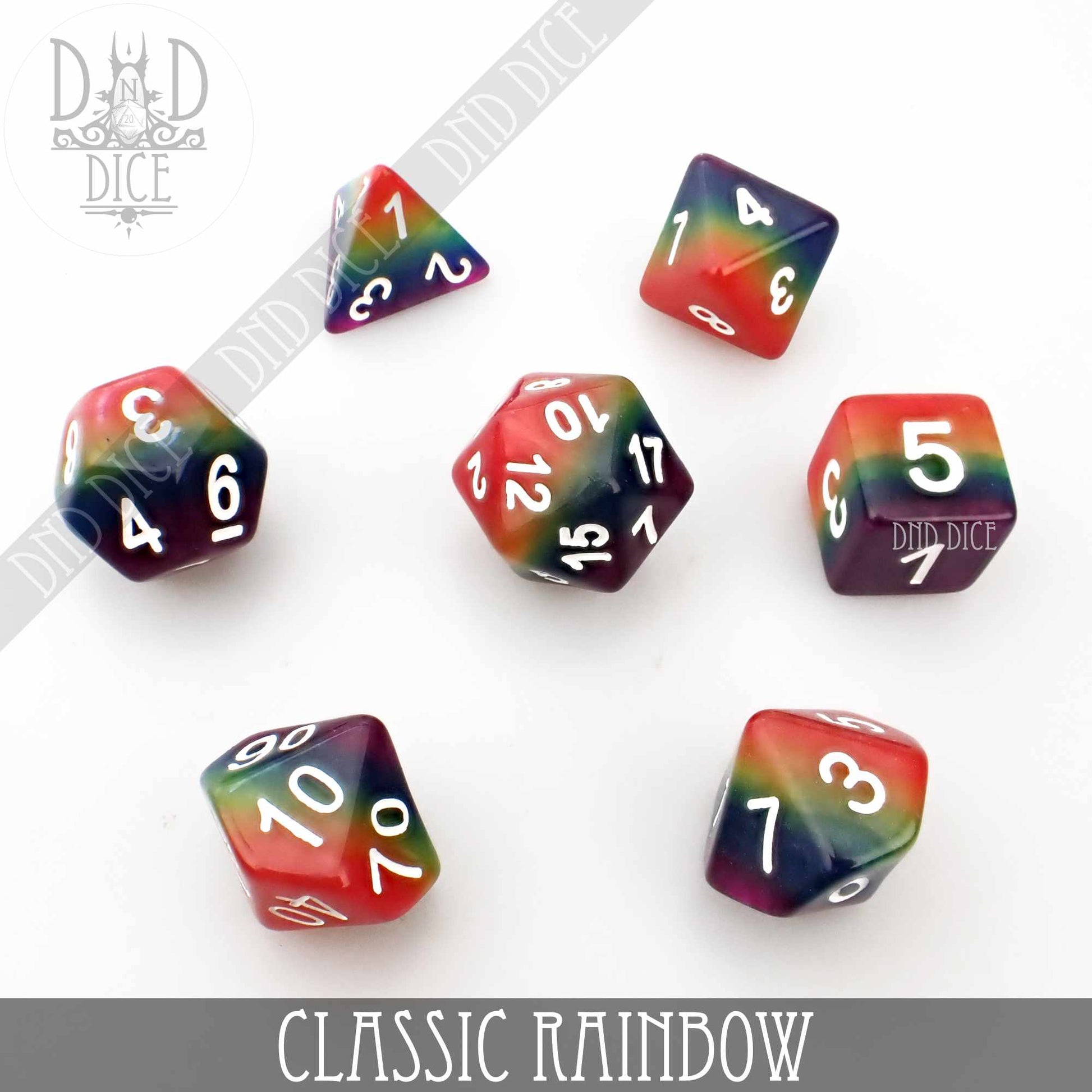 Classic Rainbow Dice Set - Premium Dice Sets & Games from DND DICE - Just $12! Shop now at Game Crave Tournament Store