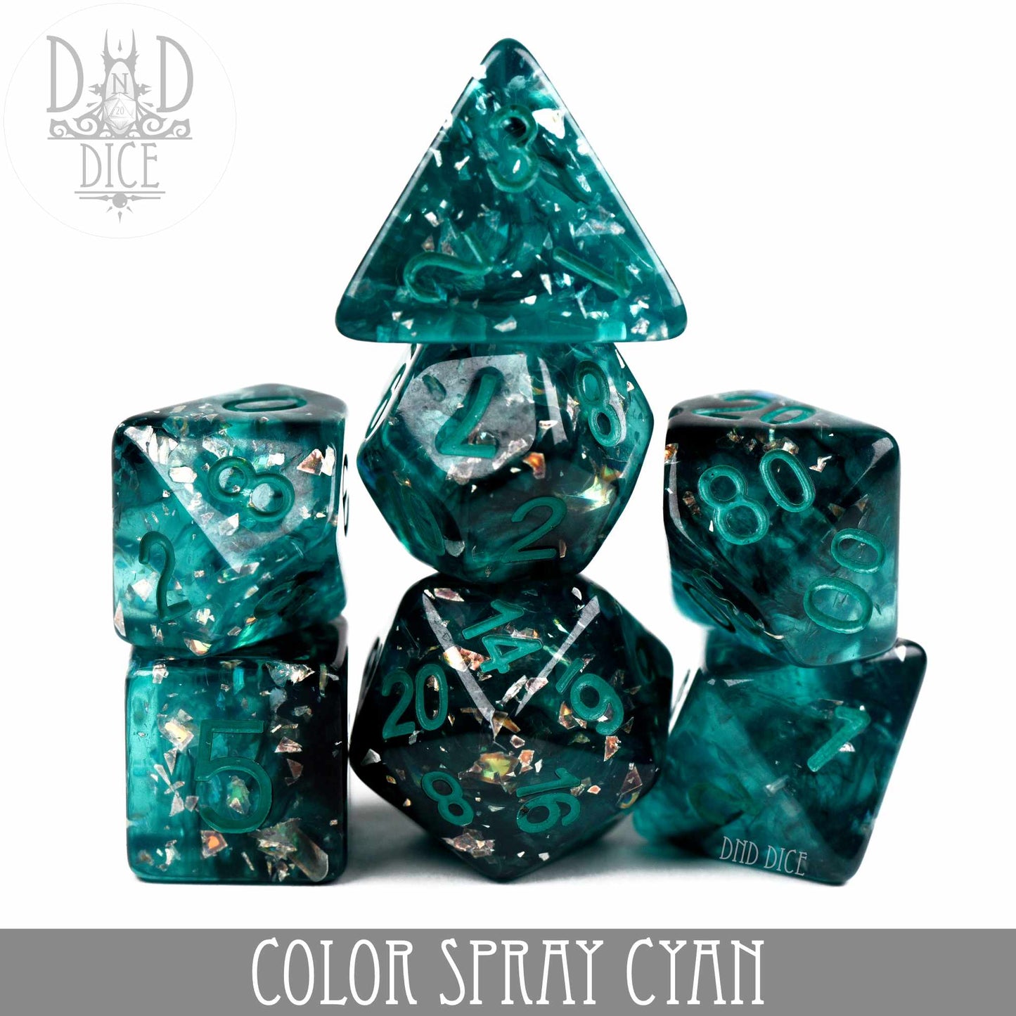 Color Spray Cyan Dice Set - Premium Dice Sets & Games from DND DICE - Just $13! Shop now at Game Crave Tournament Store