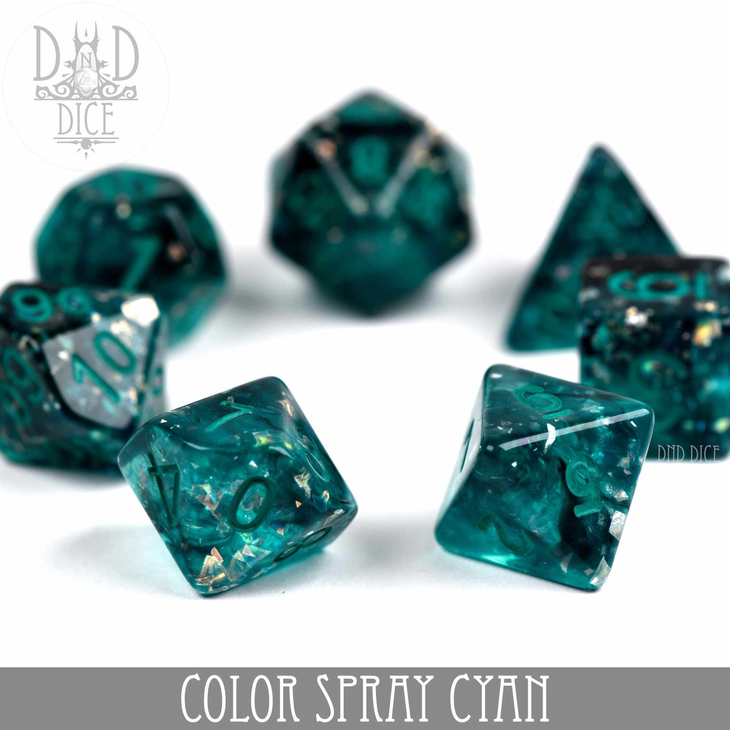 Color Spray Cyan Dice Set - Premium Dice Sets & Games from DND DICE - Just $13! Shop now at Game Crave Tournament Store