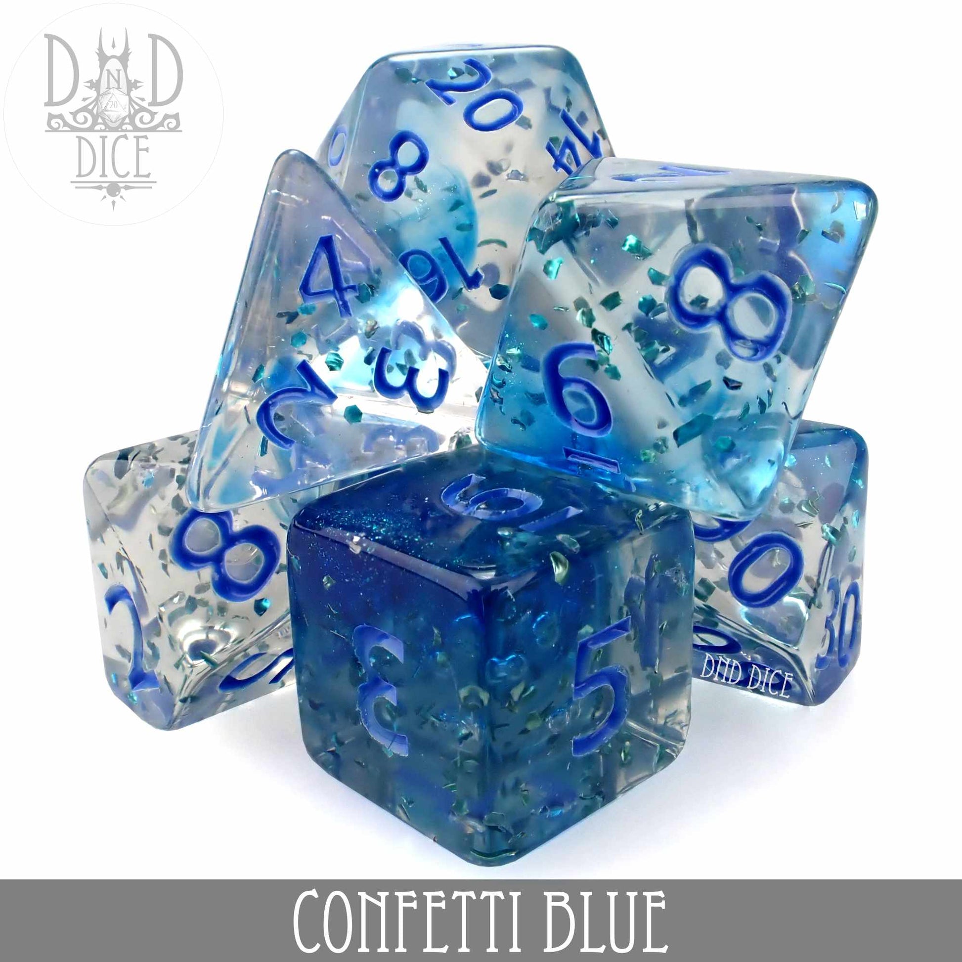 Confetti Blue Dice Set - Premium Dice Sets & Games from DND DICE - Just $8! Shop now at Game Crave Tournament Store