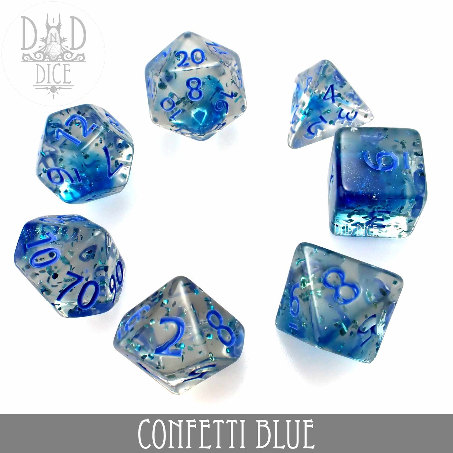 Confetti Blue Dice Set - Premium Dice Sets & Games from DND DICE - Just $8! Shop now at Game Crave Tournament Store