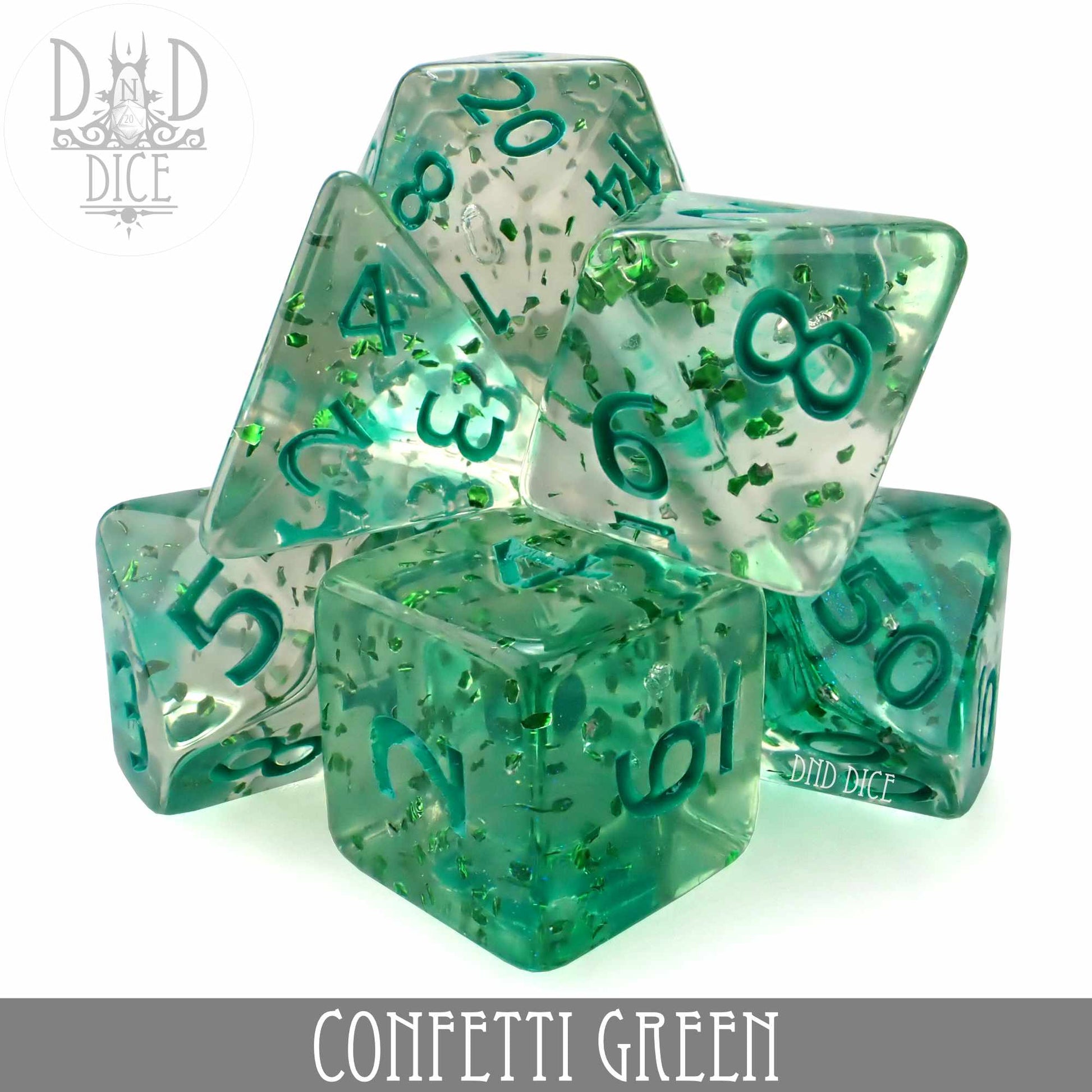 Confetti Green Dice Set - Premium Dice Sets & Games from DND DICE - Just $8! Shop now at Game Crave Tournament Store