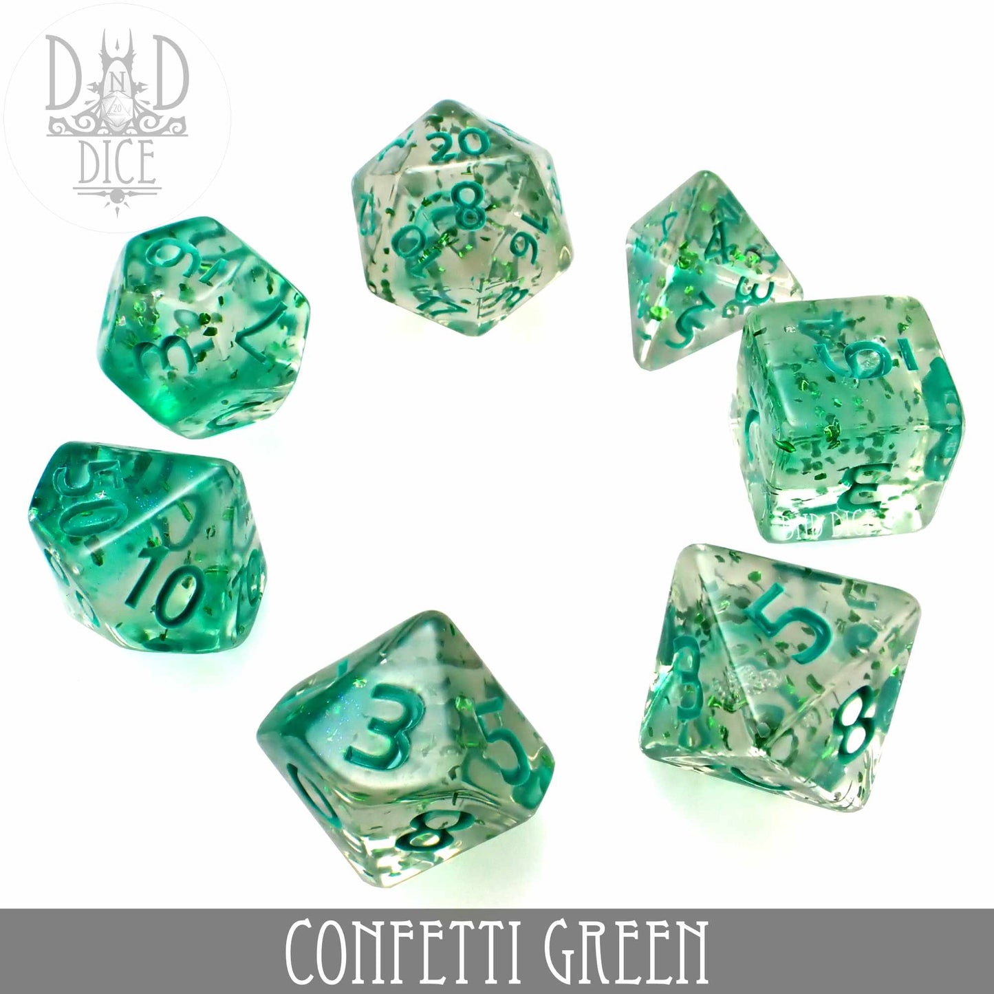 Confetti Green Dice Set - Premium Dice Sets & Games from DND DICE - Just $8! Shop now at Game Crave Tournament Store