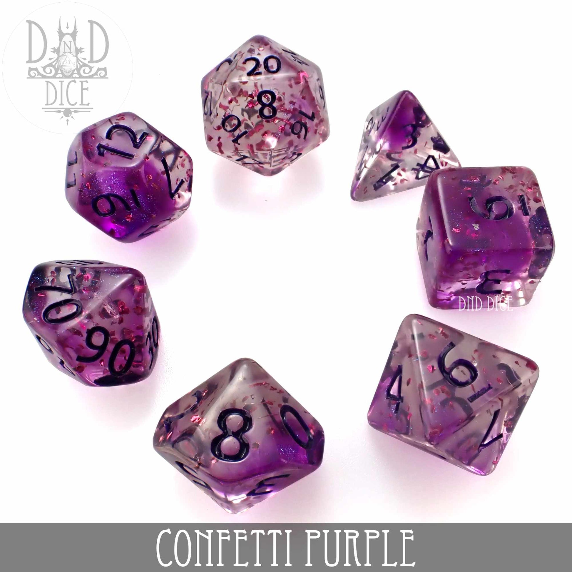 Confetti Purple Dice Set - Premium Dice Sets & Games from DND DICE - Just $8! Shop now at Game Crave Tournament Store