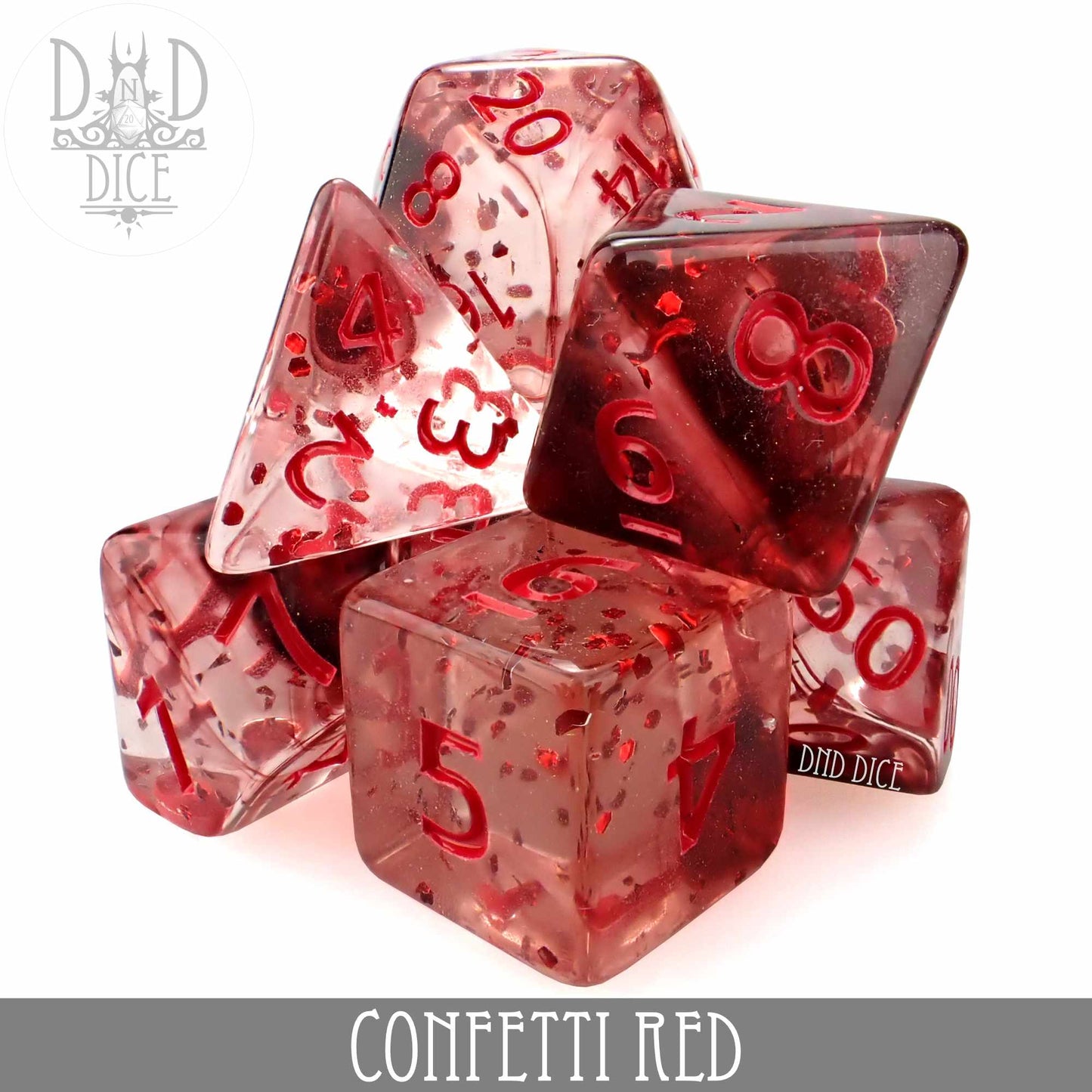 Confetti Red Dice Set - Premium Dice Sets & Games from DND DICE - Just $8! Shop now at Game Crave Tournament Store