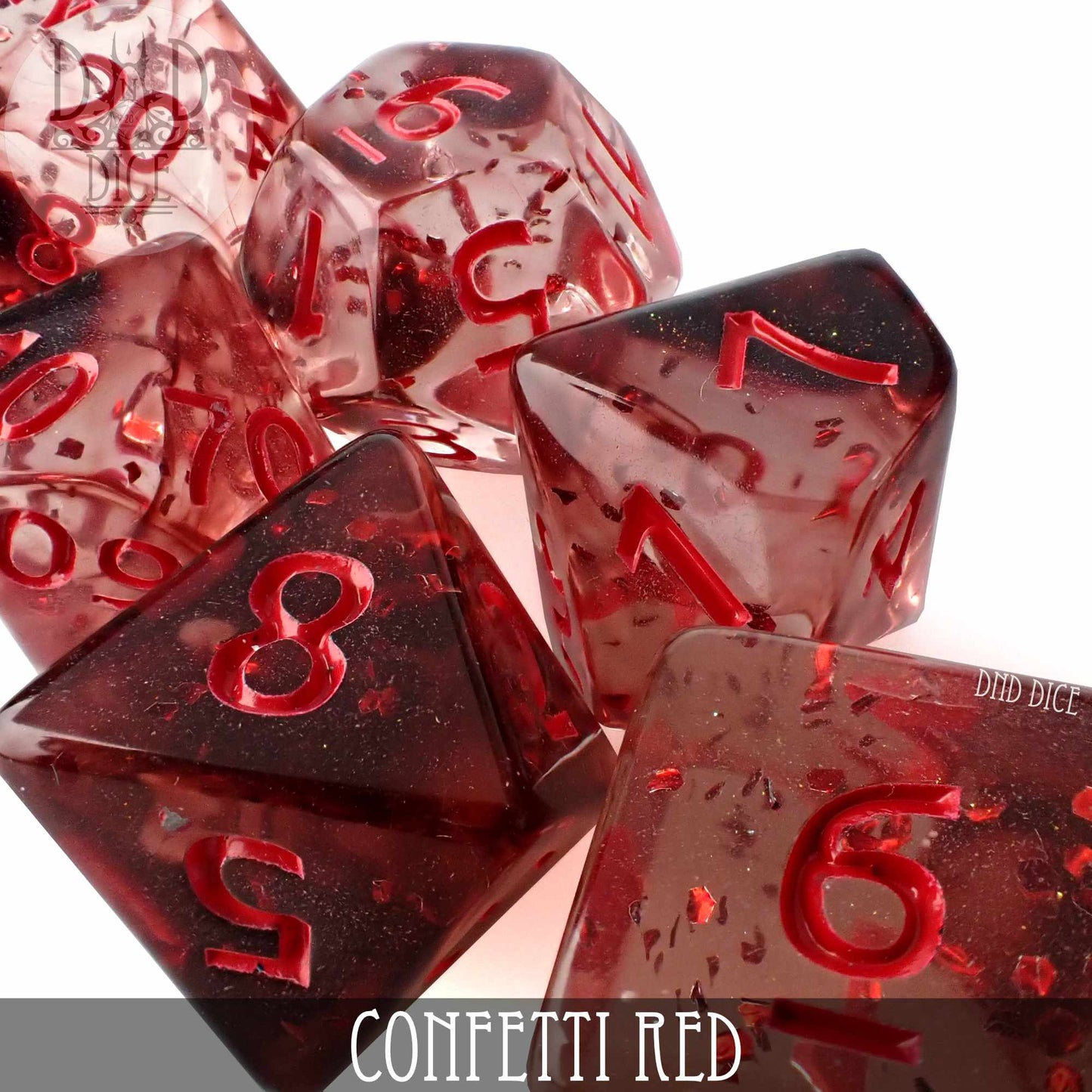 Confetti Red Dice Set - Premium Dice Sets & Games from DND DICE - Just $8! Shop now at Game Crave Tournament Store