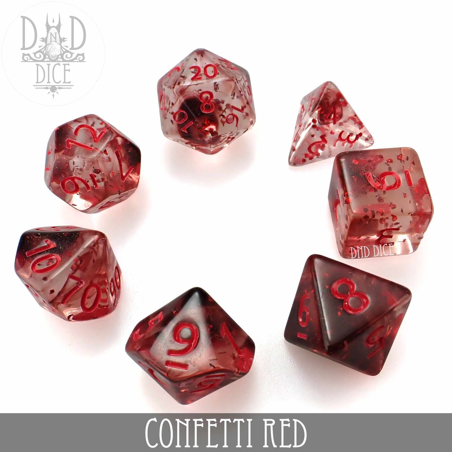 Confetti Red Dice Set - Premium Dice Sets & Games from DND DICE - Just $8! Shop now at Game Crave Tournament Store