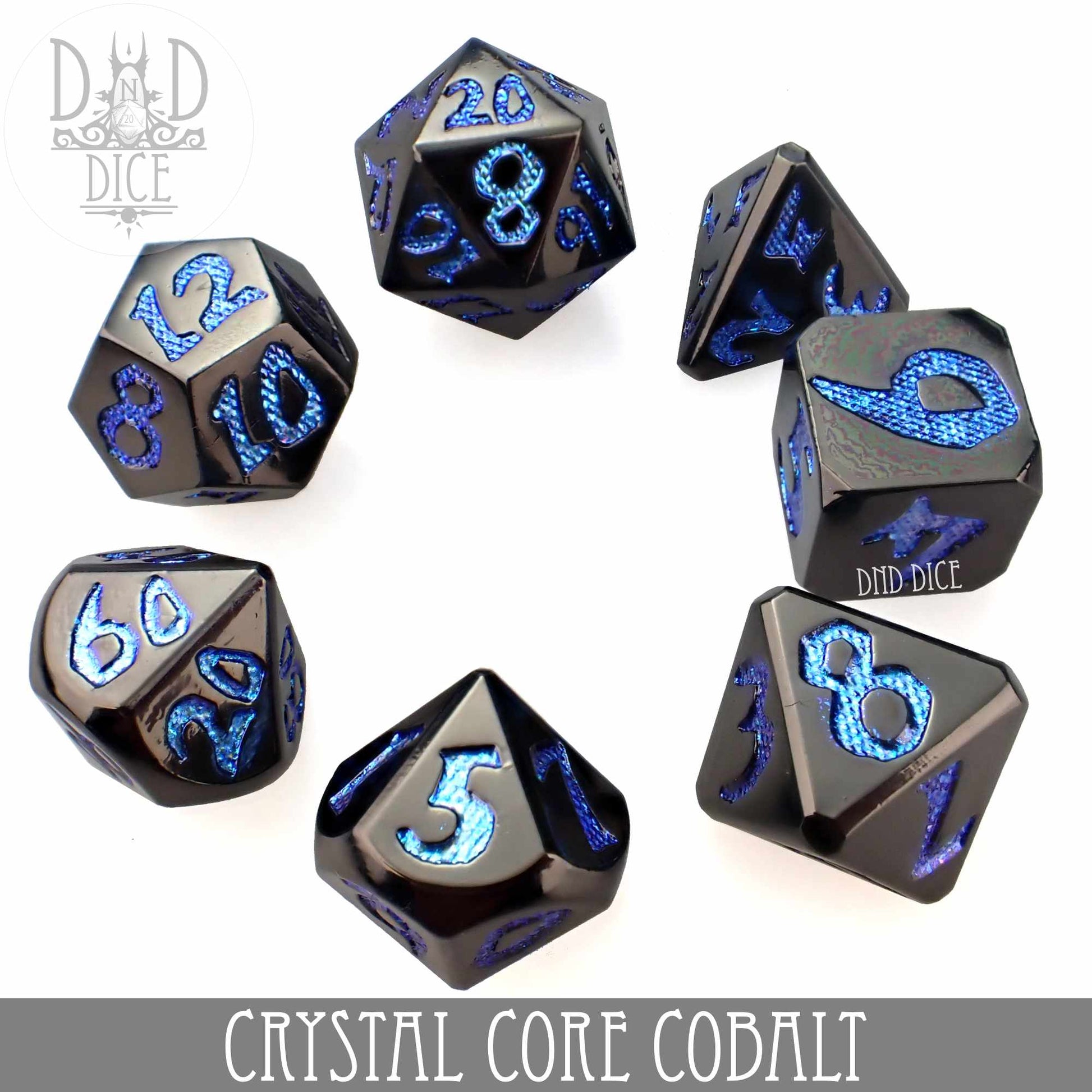 Crystal Core Cobalt Metal Dice Set - Premium Dice Sets & Games from DND DICE - Just $30! Shop now at Game Crave Tournament Store