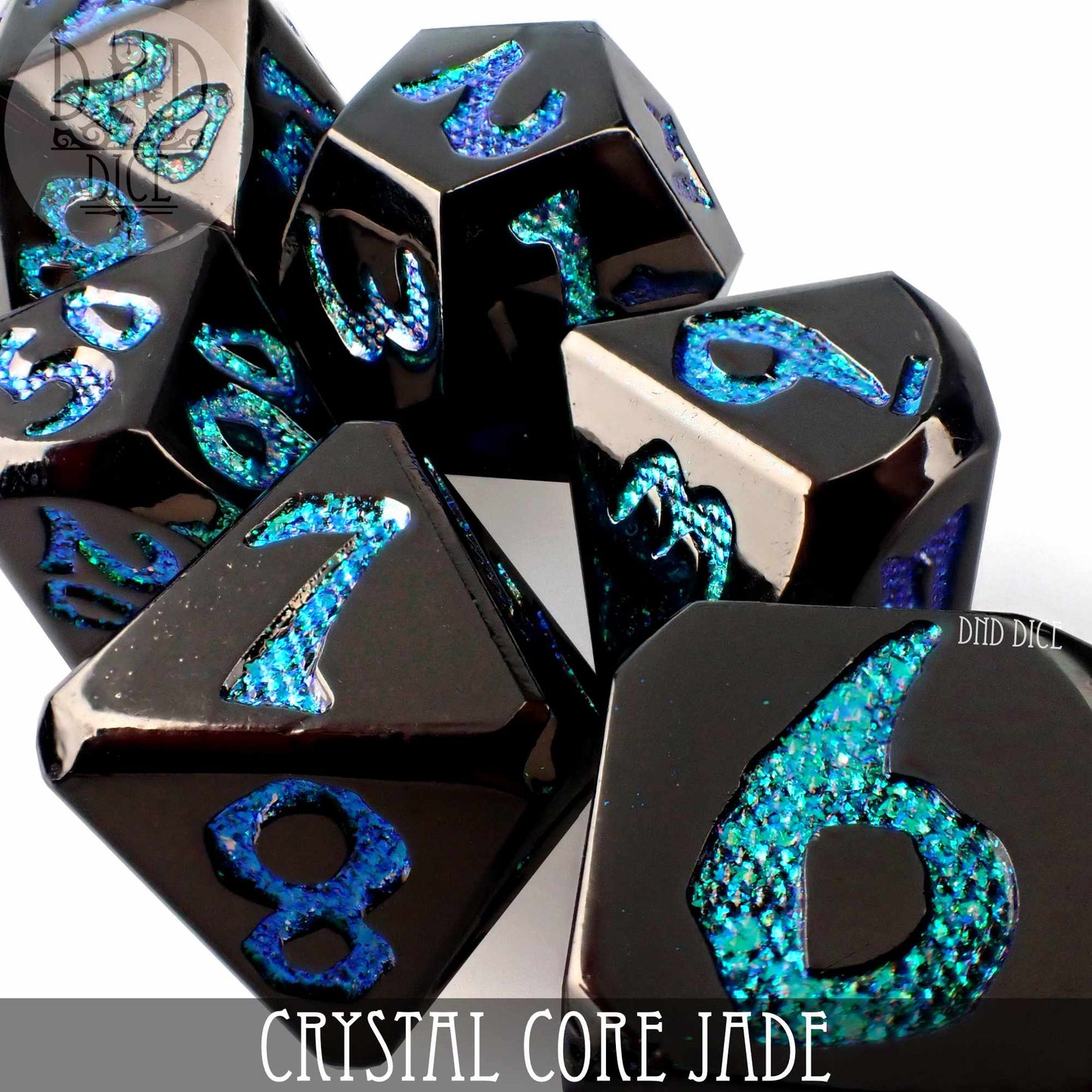 Crystal Core Jade Metal Dice Set - Premium Dice Sets & Games from DND DICE - Just $30! Shop now at Game Crave Tournament Store