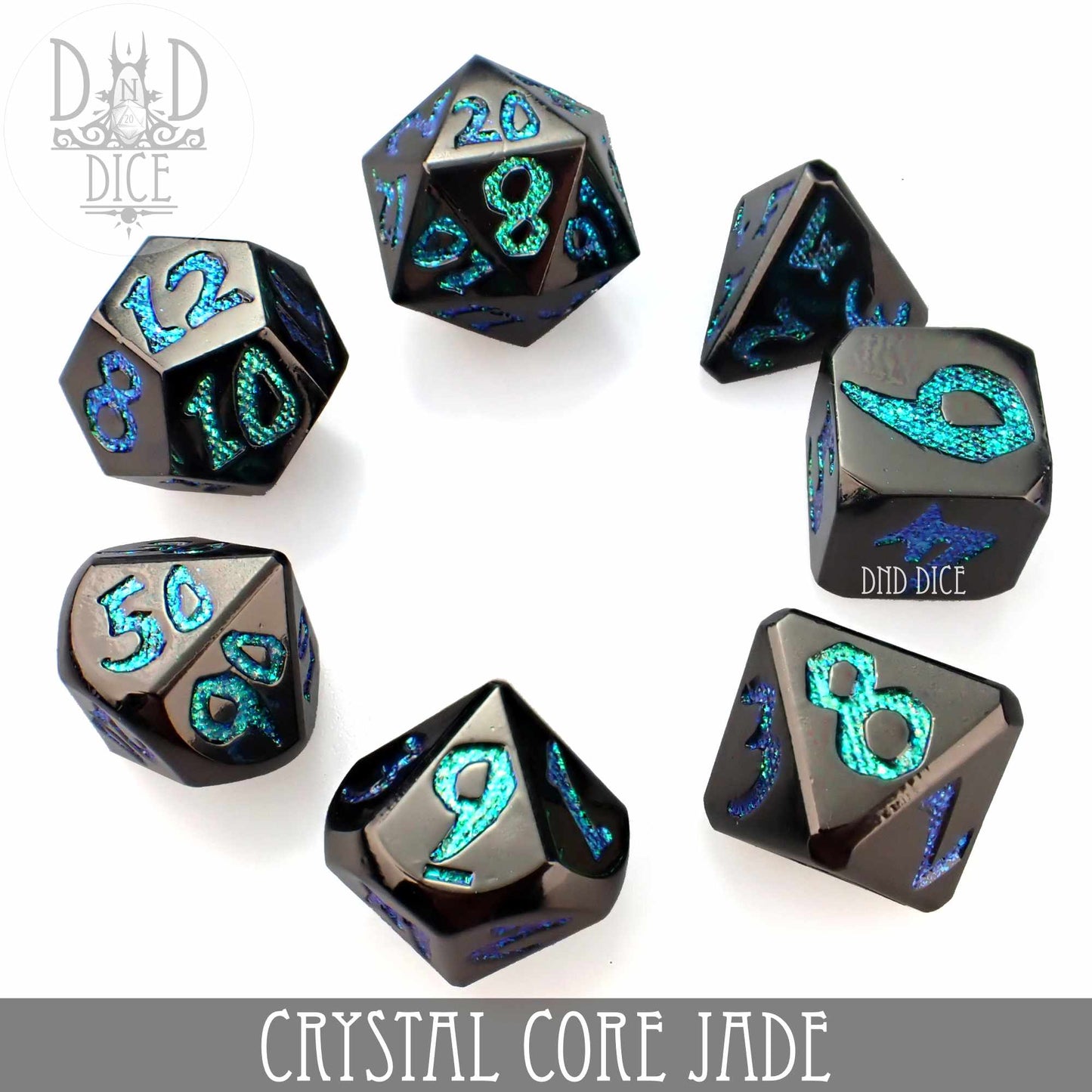 Crystal Core Jade Metal Dice Set - Premium Dice Sets & Games from DND DICE - Just $30! Shop now at Game Crave Tournament Store