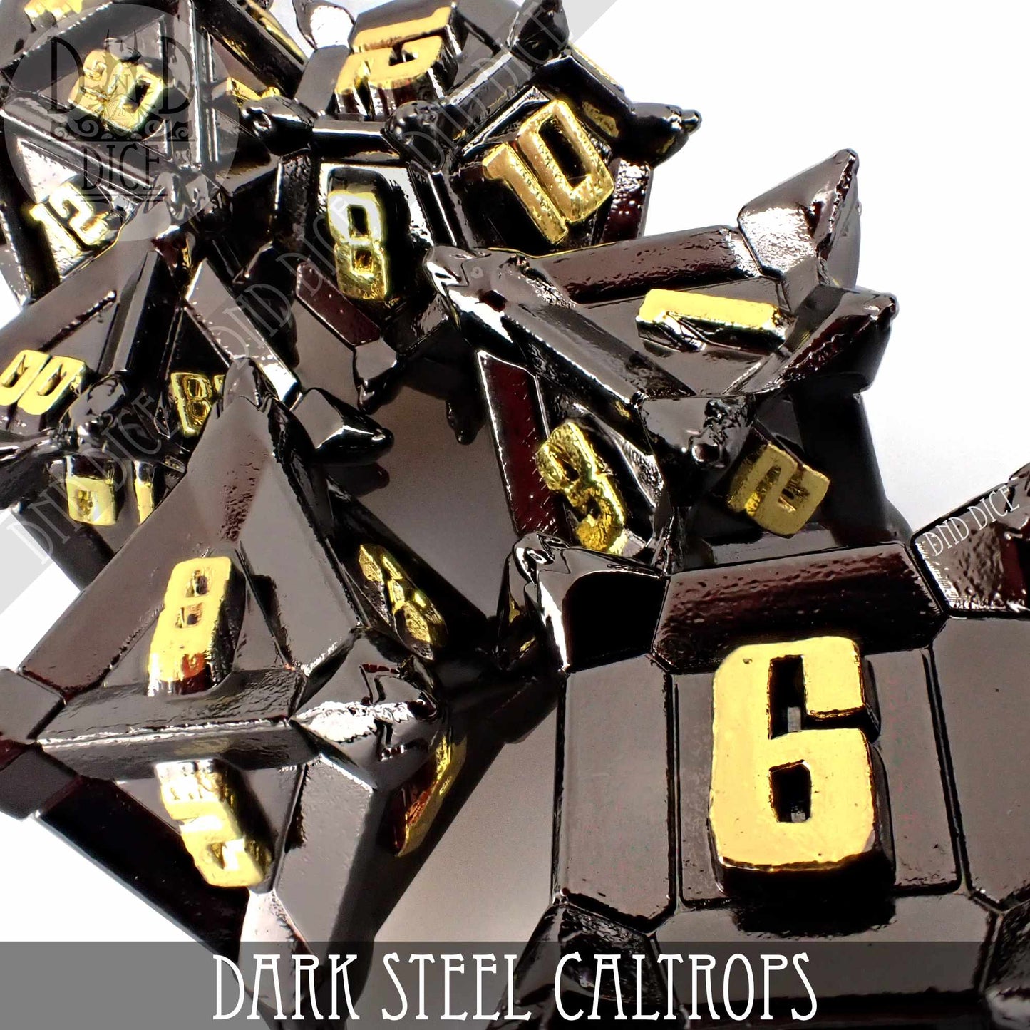 Dark Steel Caltrops Metal Dice Set - Premium Dice Sets & Games from DND DICE - Just $30! Shop now at Game Crave Tournament Store