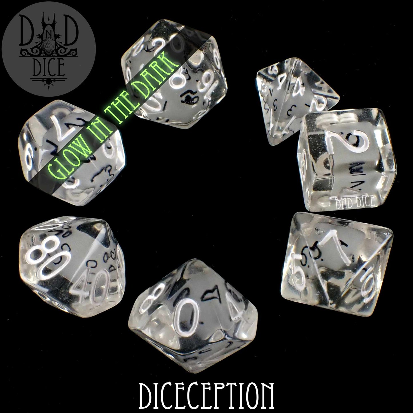 Diceception Glow in the Dark Dice Set - Premium Dice Sets & Games from DND DICE - Just $15! Shop now at Game Crave Tournament Store