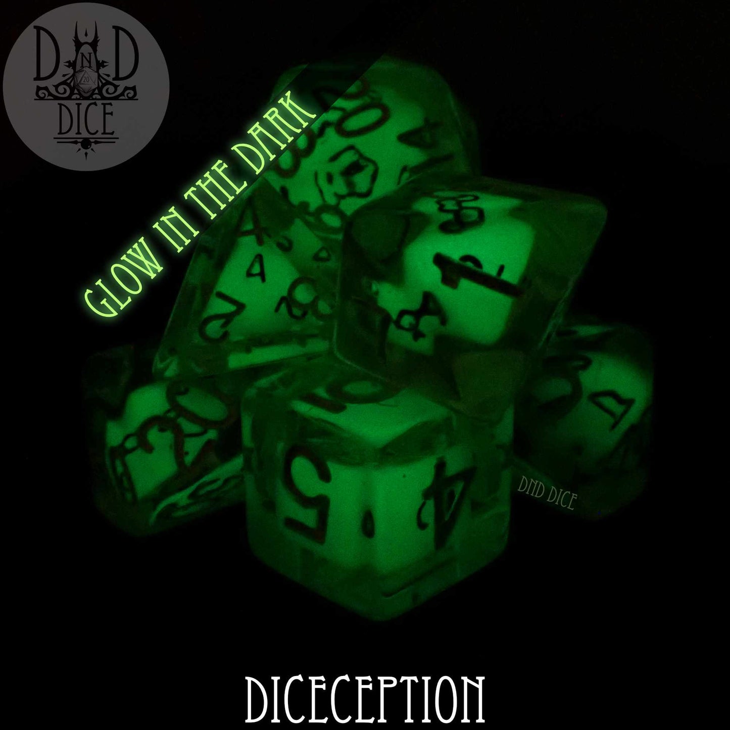 Diceception Glow in the Dark Dice Set - Premium Dice Sets & Games from DND DICE - Just $15! Shop now at Game Crave Tournament Store