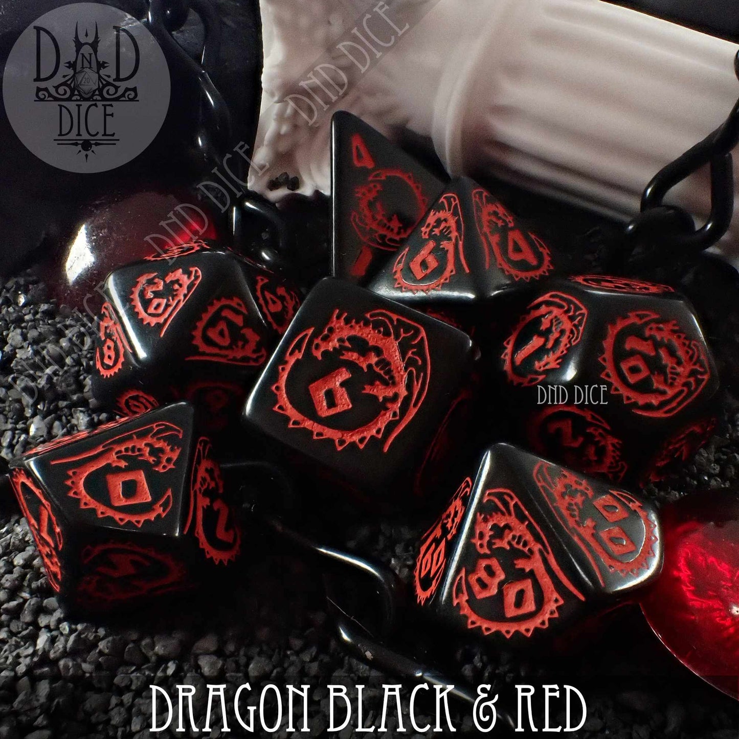 Dragon Onyx (Black & Red) Dice Set - Premium Dice Sets & Games from DND DICE - Just $14! Shop now at Game Crave Tournament Store