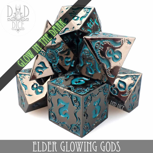 Elder Glowing Gods Metal Dice Set - Premium Dice Sets & Games from DND DICE - Just $30! Shop now at Game Crave Tournament Store