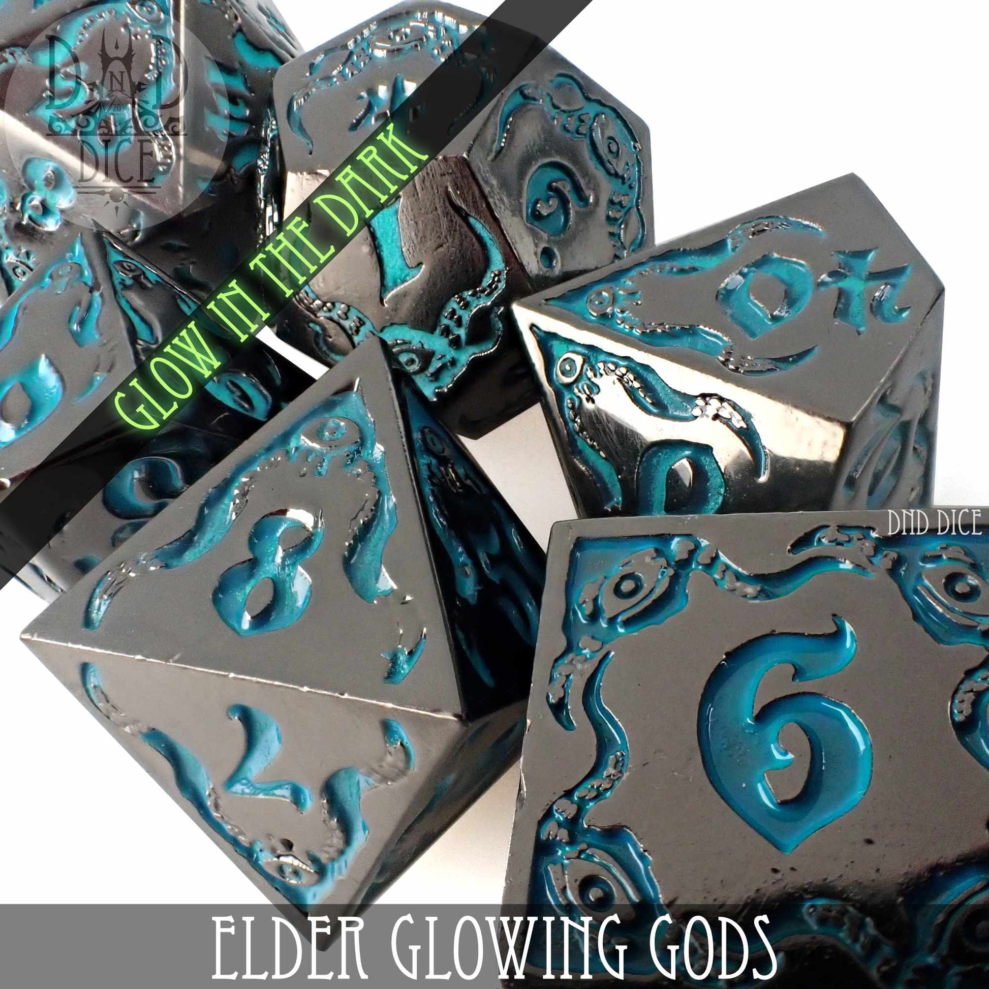 Elder Glowing Gods Metal Dice Set - Premium Dice Sets & Games from DND DICE - Just $30! Shop now at Game Crave Tournament Store