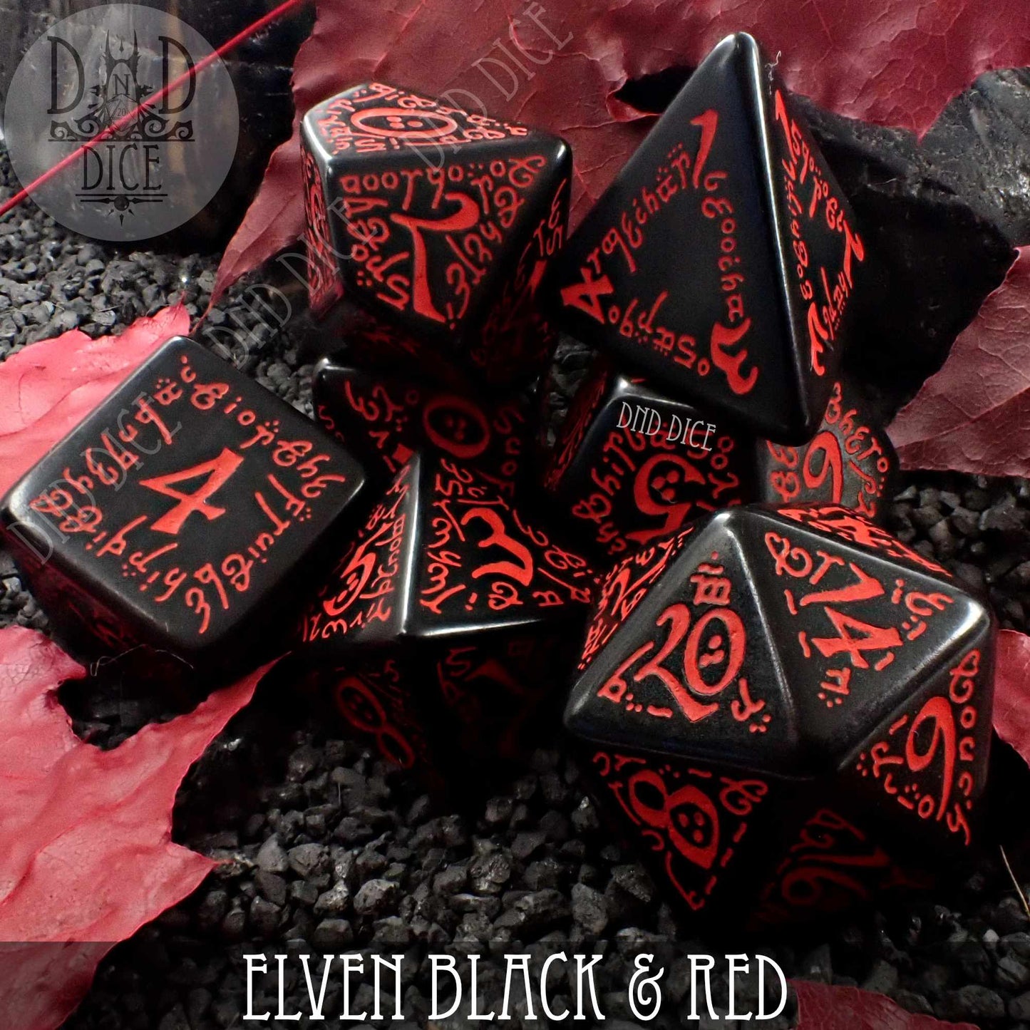 Elven Black & Red Dice Set - Premium Dice Sets & Games from DND DICE - Just $13! Shop now at Game Crave Tournament Store