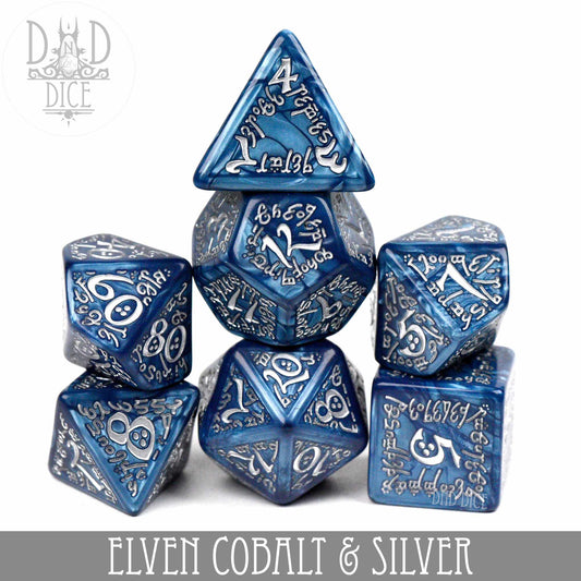 Elven Cobalt & Silver Dice Set - Premium Dice Sets & Games from DND DICE - Just $19! Shop now at Game Crave Tournament Store