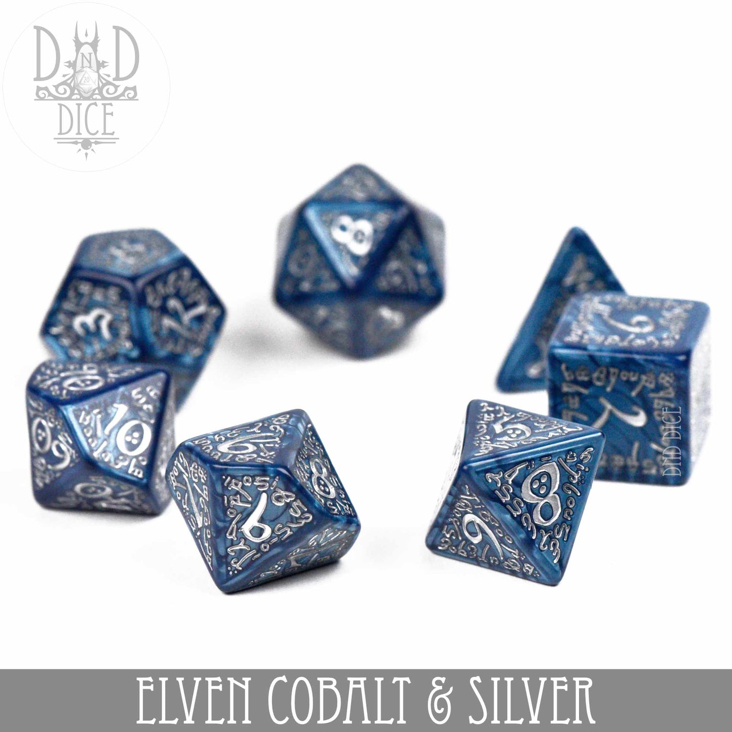 Elven Cobalt & Silver Dice Set - Premium Dice Sets & Games from DND DICE - Just $19! Shop now at Game Crave Tournament Store