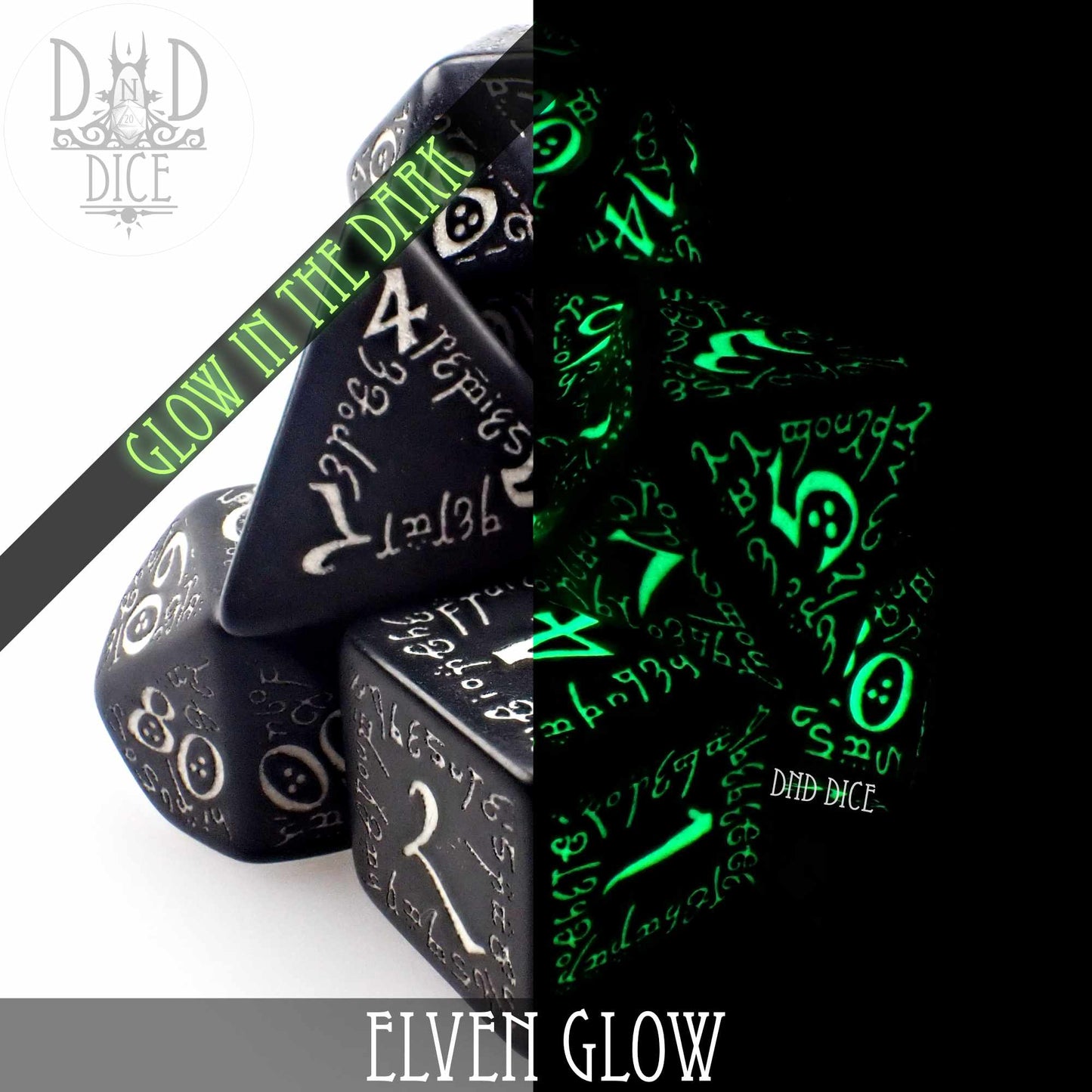 Elven Glow in the Dark Dice Set - Premium Dice Sets & Games from DND DICE - Just $19! Shop now at Game Crave Tournament Store