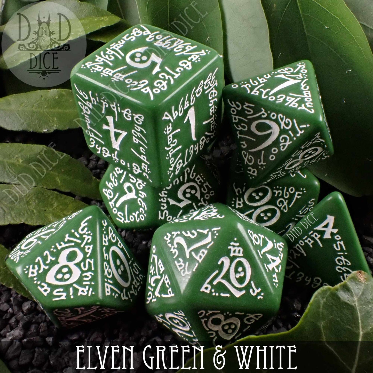 Elven Green & White Dice Set - Premium Dice Sets & Games from DND DICE - Just $14! Shop now at Game Crave Tournament Store