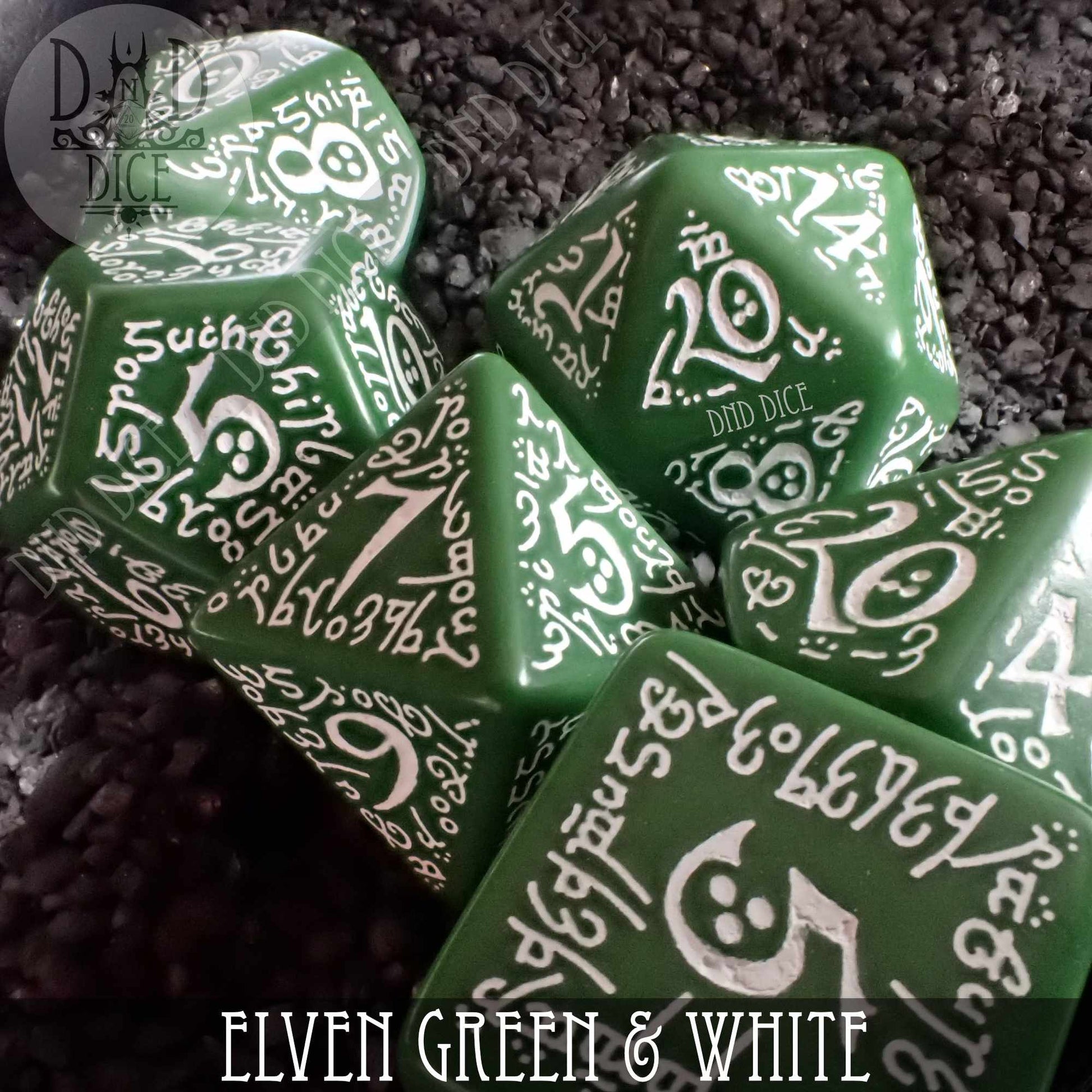 Elven Green & White Dice Set - Premium Dice Sets & Games from DND DICE - Just $14! Shop now at Game Crave Tournament Store