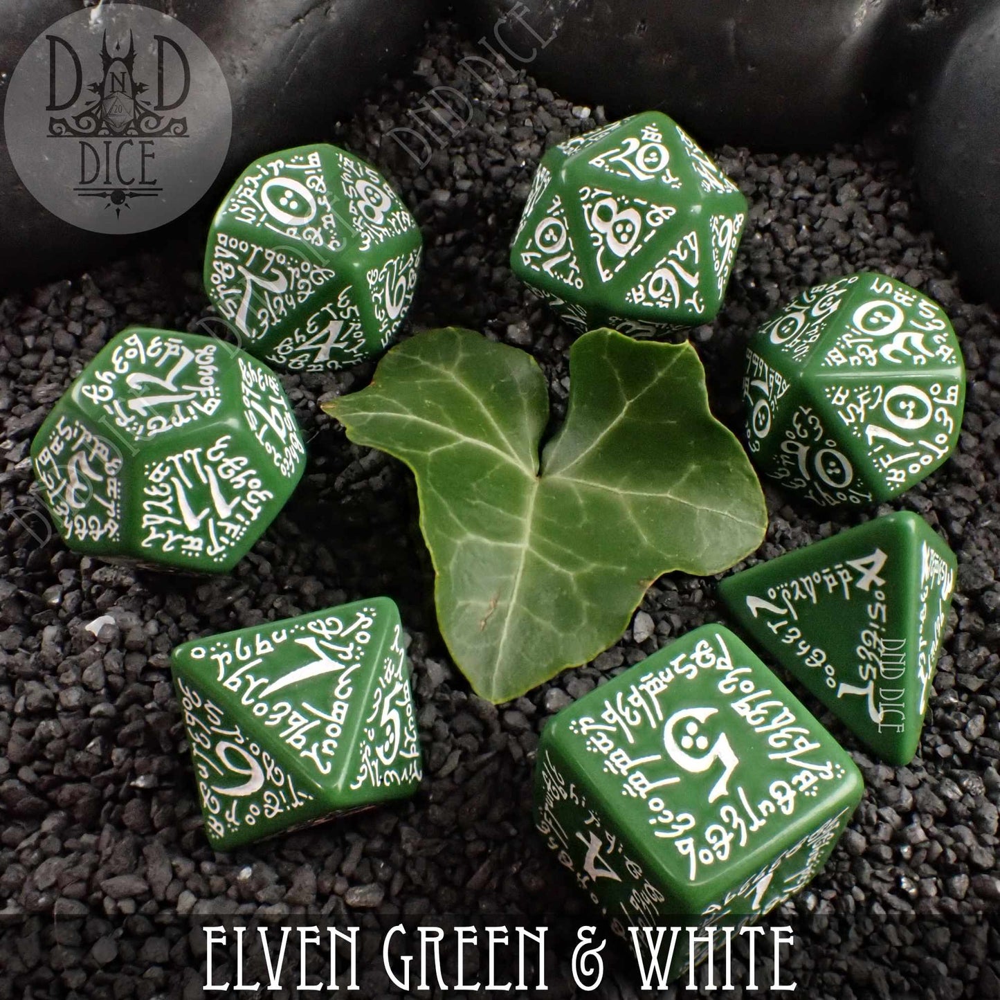 Elven Green & White Dice Set - Premium Dice Sets & Games from DND DICE - Just $14! Shop now at Game Crave Tournament Store