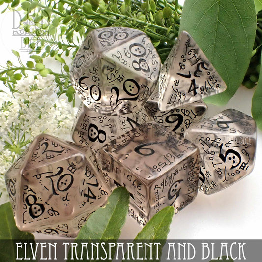 Elven Transparent & Black Dice Set - Premium Dice Sets & Games from DND DICE - Just $14! Shop now at Game Crave Tournament Store