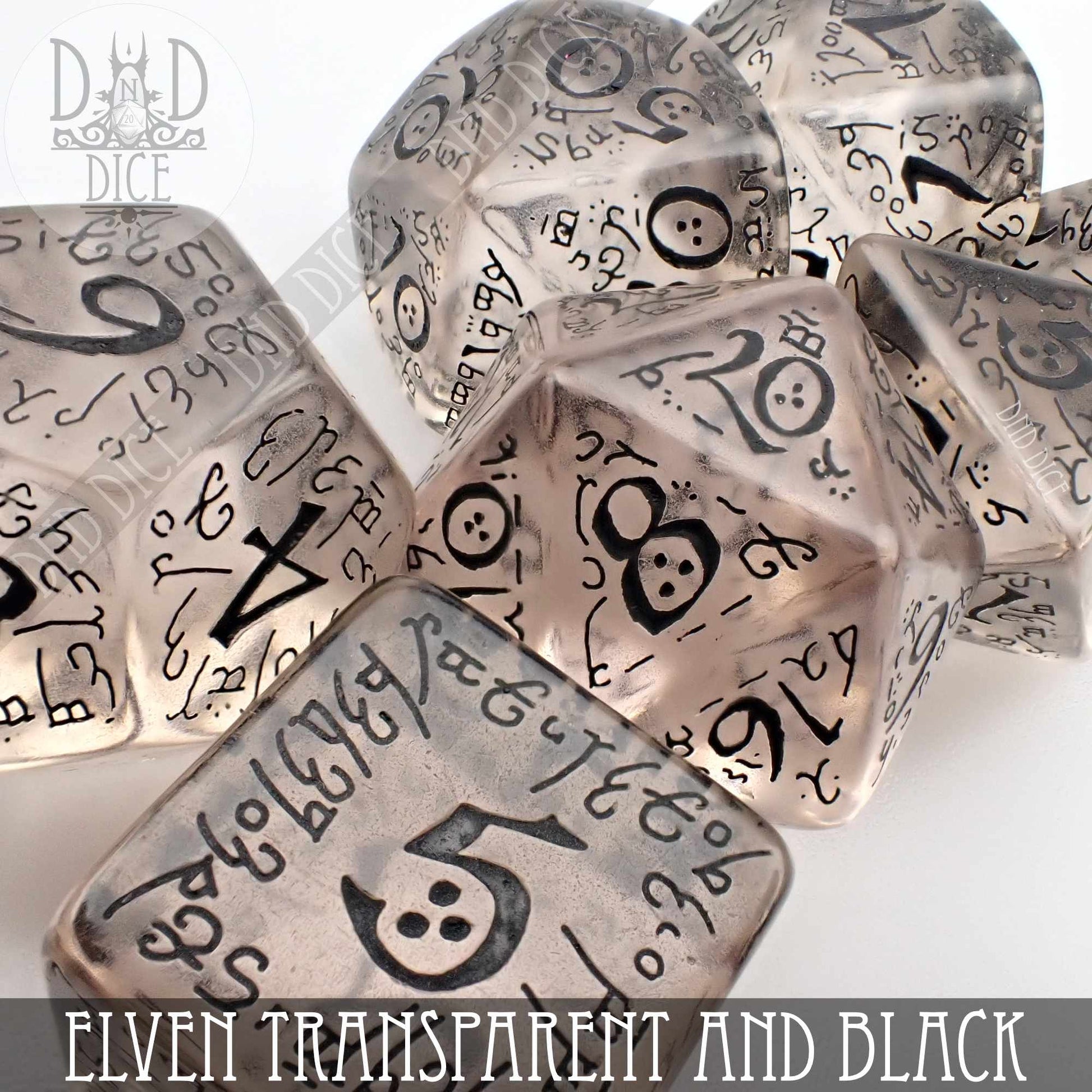 Elven Transparent & Black Dice Set - Premium Dice Sets & Games from DND DICE - Just $14! Shop now at Game Crave Tournament Store