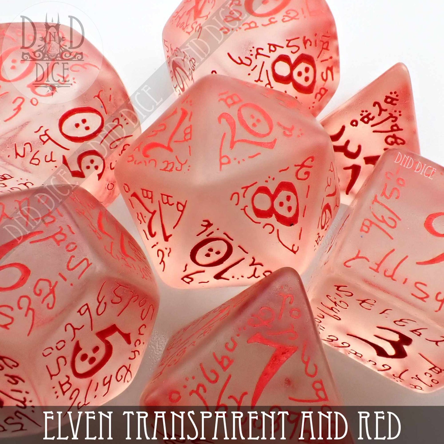 Elven Transparent & Red Dice Set - Premium Dice Sets & Games from DND DICE - Just $14! Shop now at Game Crave Tournament Store