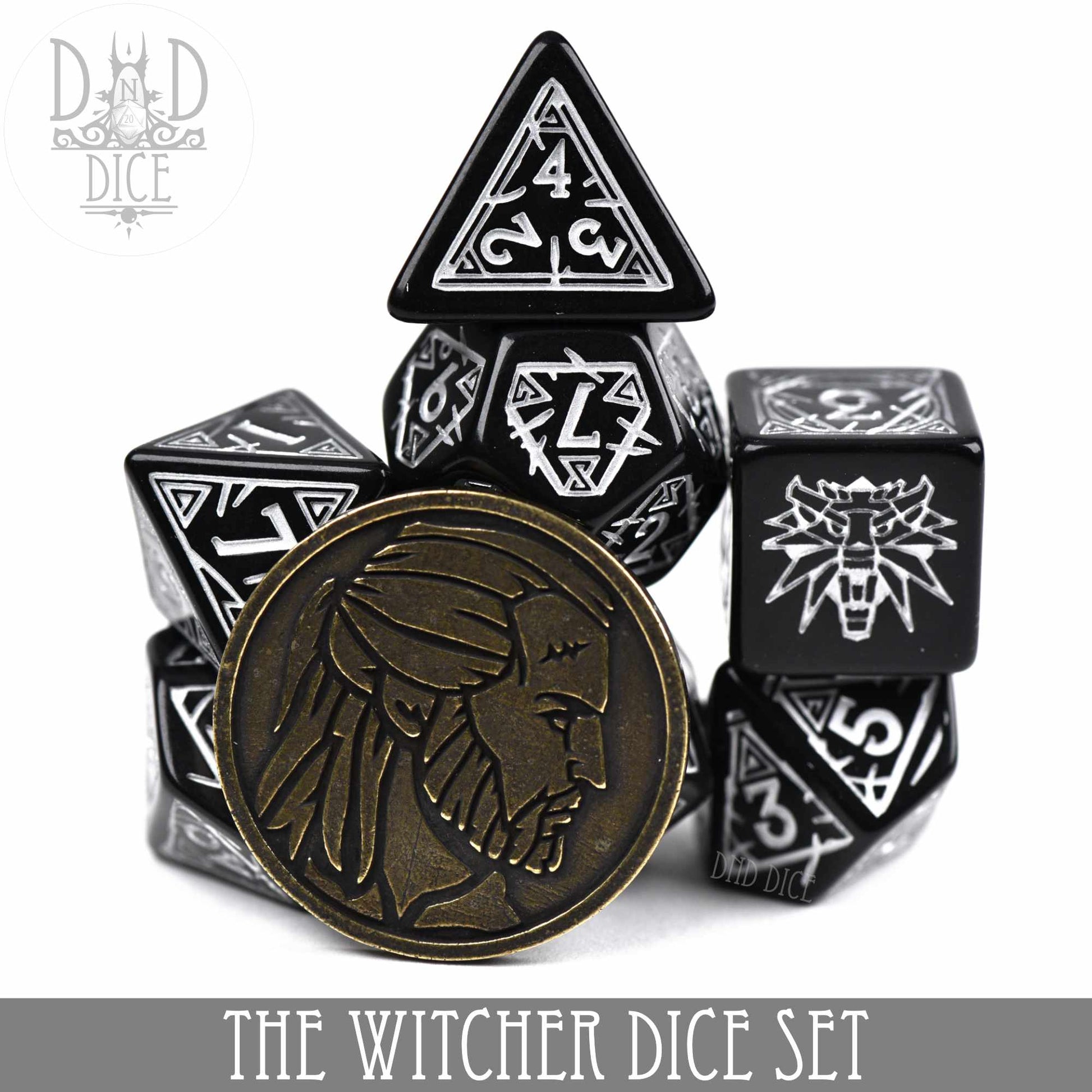 The Witcher Dice Set and Coin - Geralt - Premium Dice Sets & Games from DND DICE - Just $23! Shop now at Game Crave Tournament Store