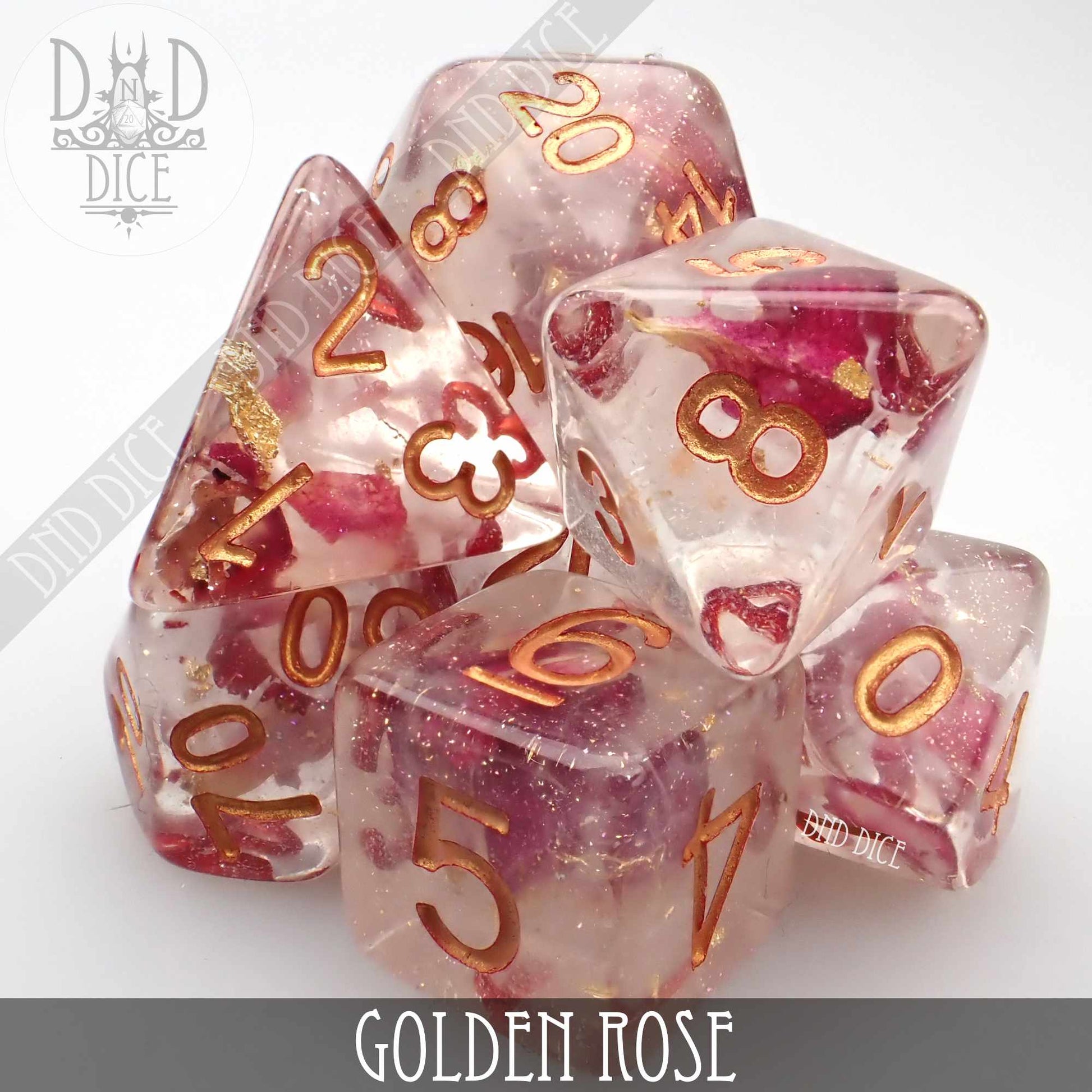 Golden Rose Dice Set - Premium Dice Sets & Games from DND DICE - Just $15! Shop now at Game Crave Tournament Store