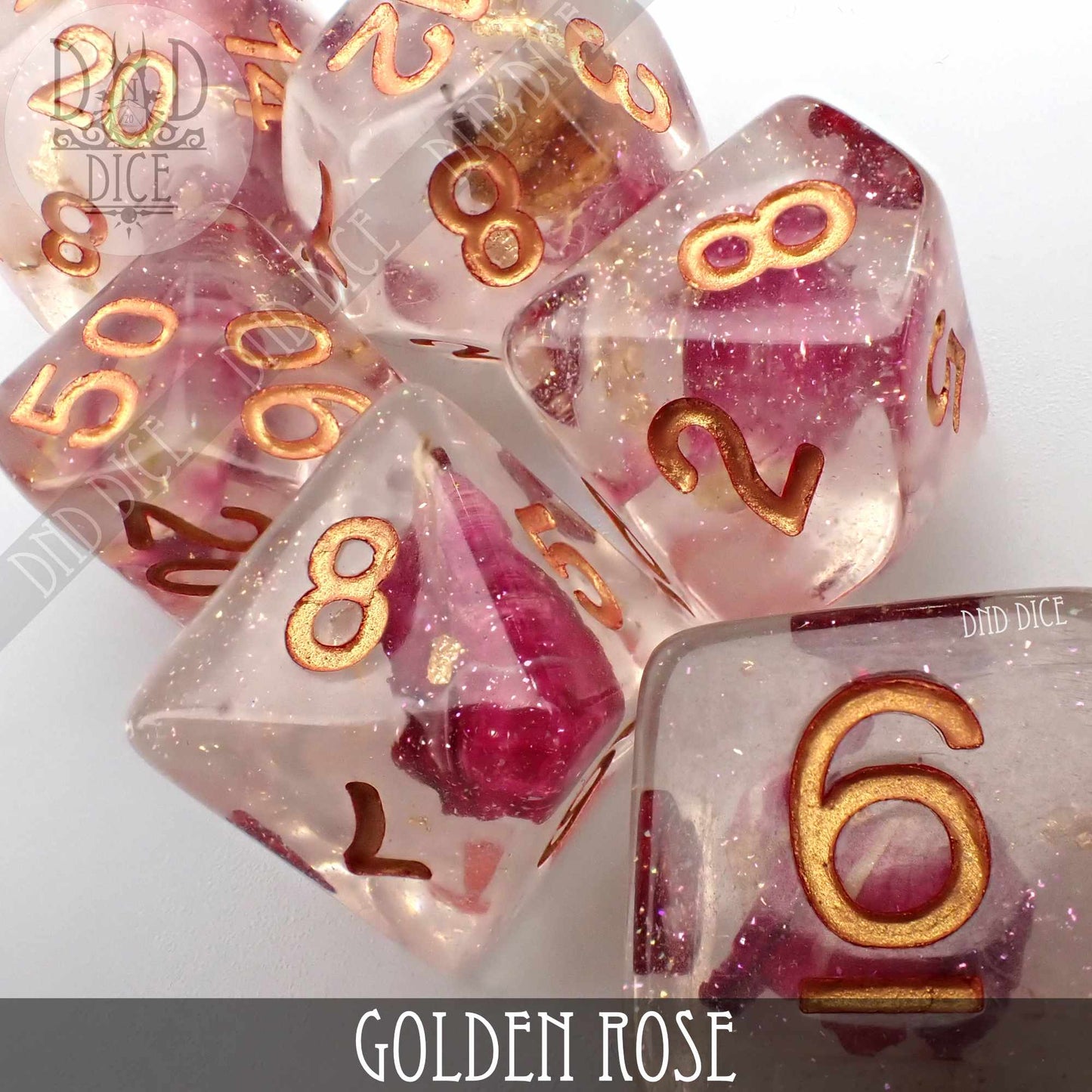 Golden Rose Dice Set - Premium Dice Sets & Games from DND DICE - Just $15! Shop now at Game Crave Tournament Store