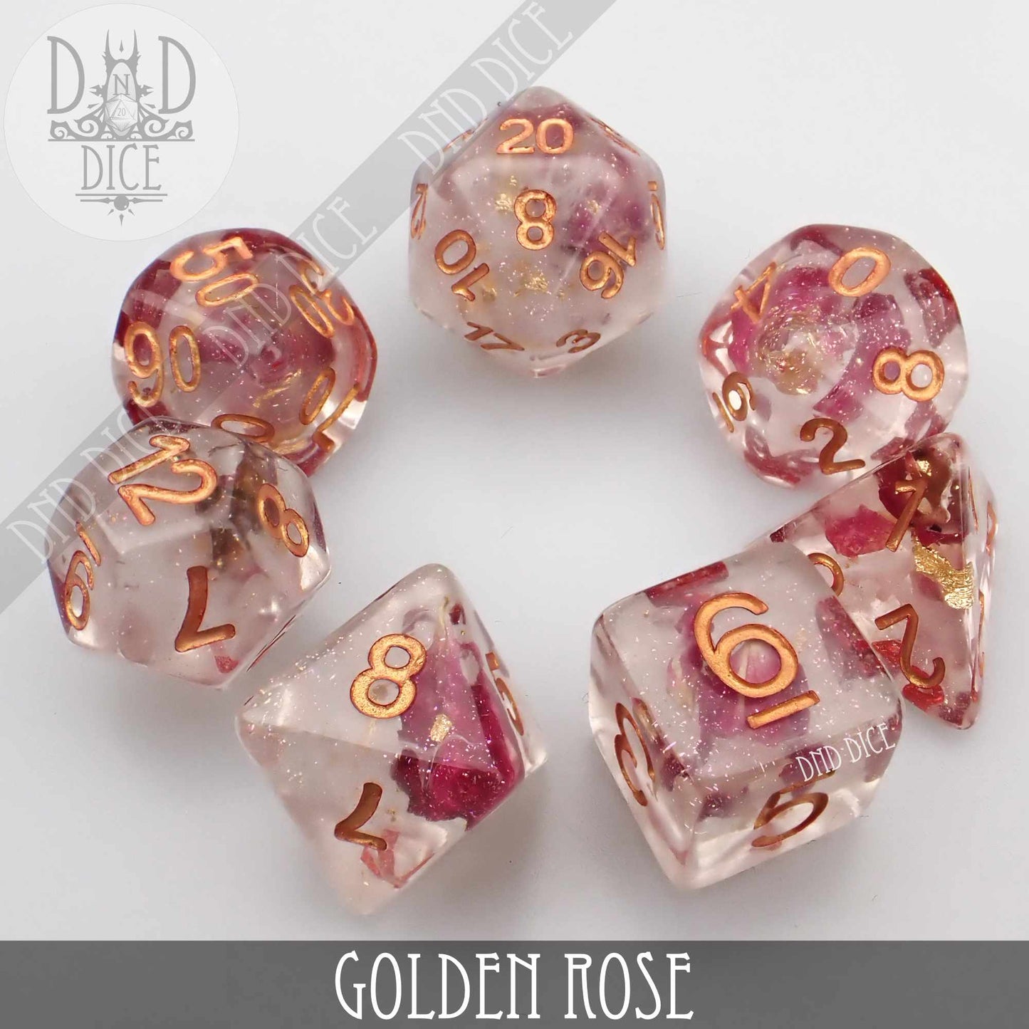 Golden Rose Dice Set - Premium Dice Sets & Games from DND DICE - Just $15! Shop now at Game Crave Tournament Store