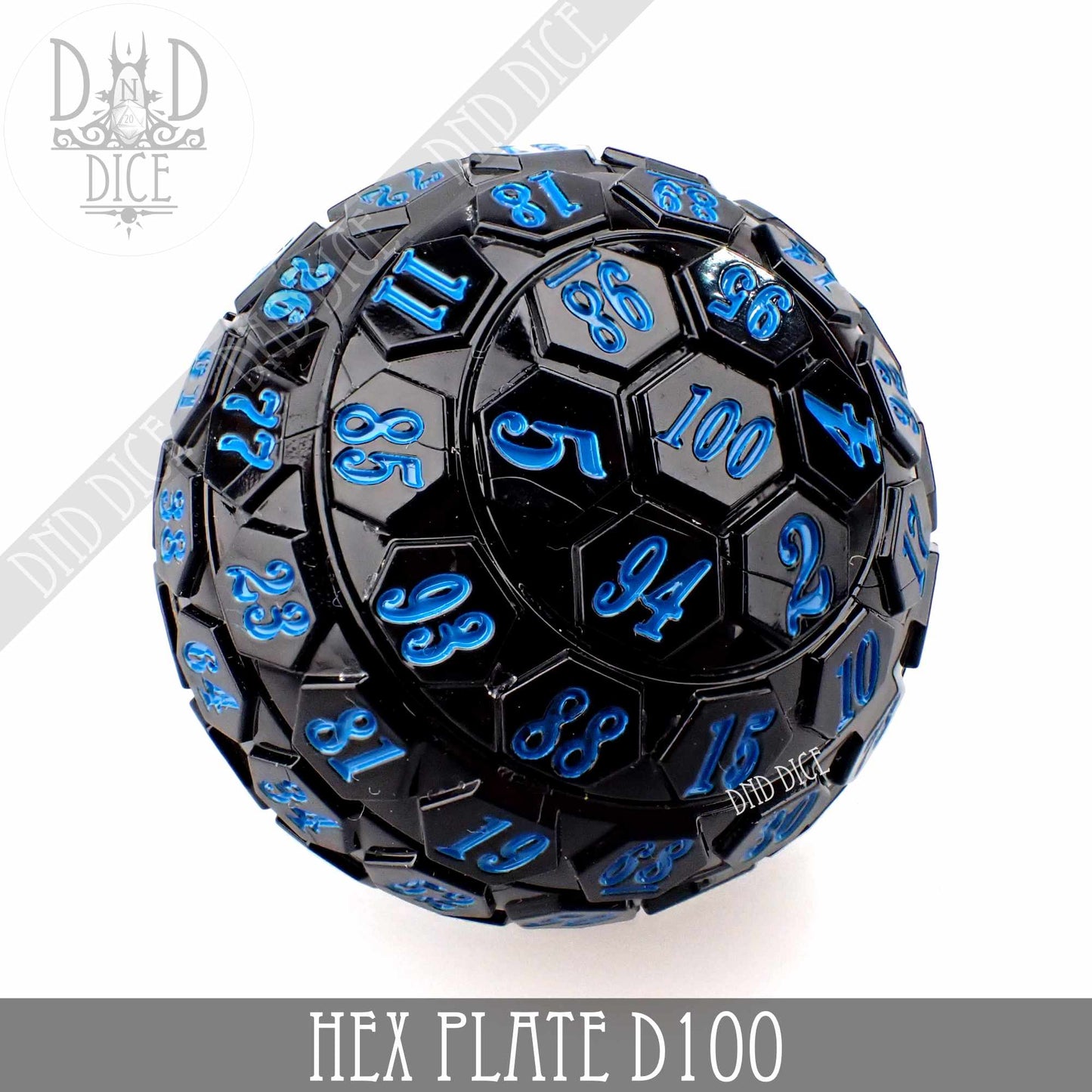 Hex Plate D100 Black With Blue (45mm) - Premium Dice Sets & Games from DND DICE - Just $15! Shop now at Game Crave Tournament Store