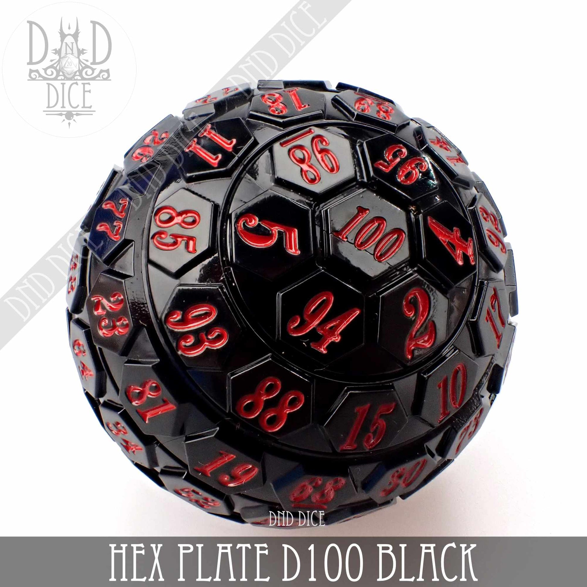 Hex Plate D100 Black with Red (45mm) - Premium Dice Sets & Games from DND DICE - Just $15! Shop now at Game Crave Tournament Store