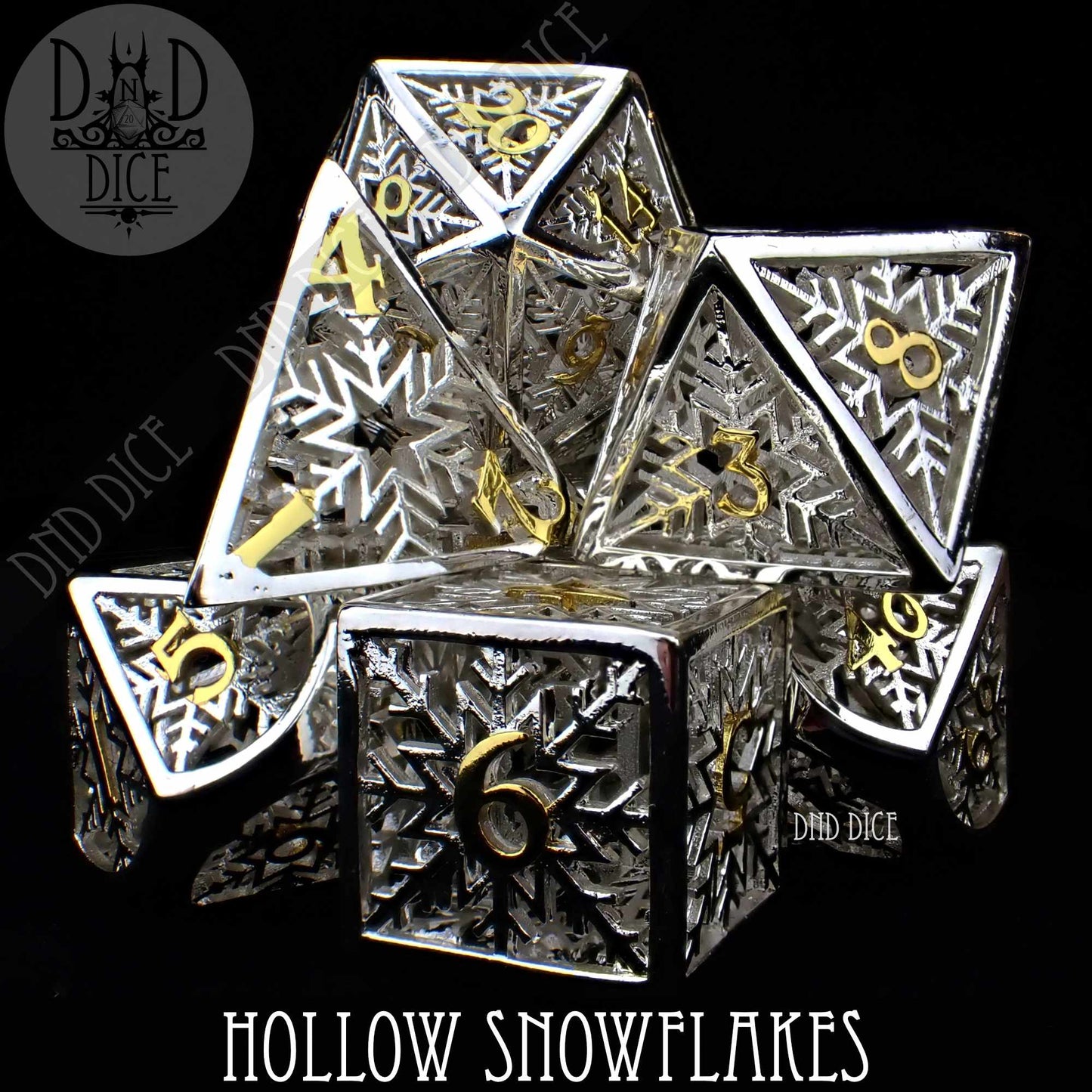 Snowflakes Metal Dice Set (Gift Box) - Premium Dice Sets & Games from DND DICE - Just $40! Shop now at Game Crave Tournament Store