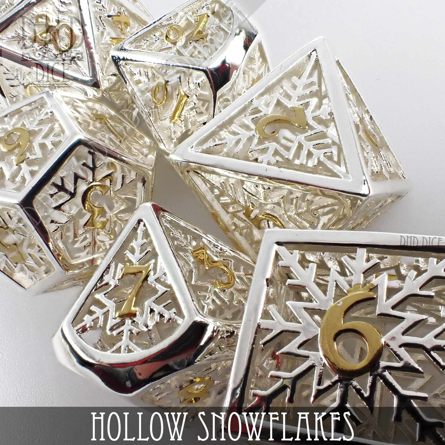 Snowflakes Metal Dice Set (Gift Box) - Premium Dice Sets & Games from DND DICE - Just $40! Shop now at Game Crave Tournament Store