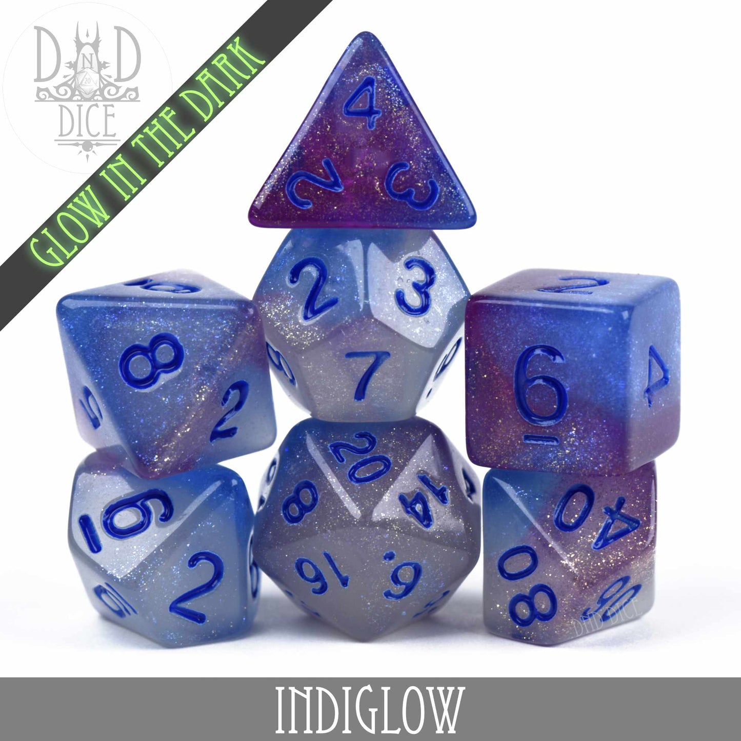 Indiglow Glow in the Dark Dice Set - Premium Dice Sets & Games from DND DICE - Just $9! Shop now at Game Crave Tournament Store