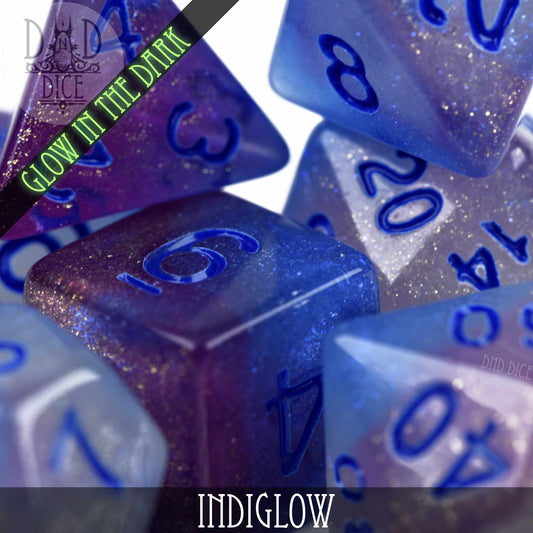 Indiglow Glow in the Dark Dice Set - Premium Dice Sets & Games from DND DICE - Just $9! Shop now at Game Crave Tournament Store