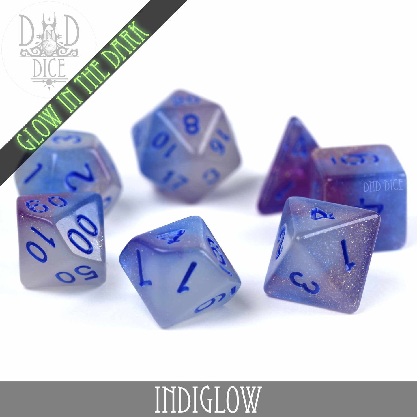 Indiglow Glow in the Dark Dice Set - Premium Dice Sets & Games from DND DICE - Just $9! Shop now at Game Crave Tournament Store