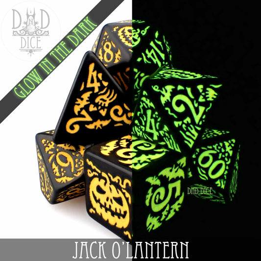 Jack O’Lantern Glow in the Dark Dice Set - Premium Dice Sets & Games from DND DICE - Just $19! Shop now at Game Crave Tournament Store